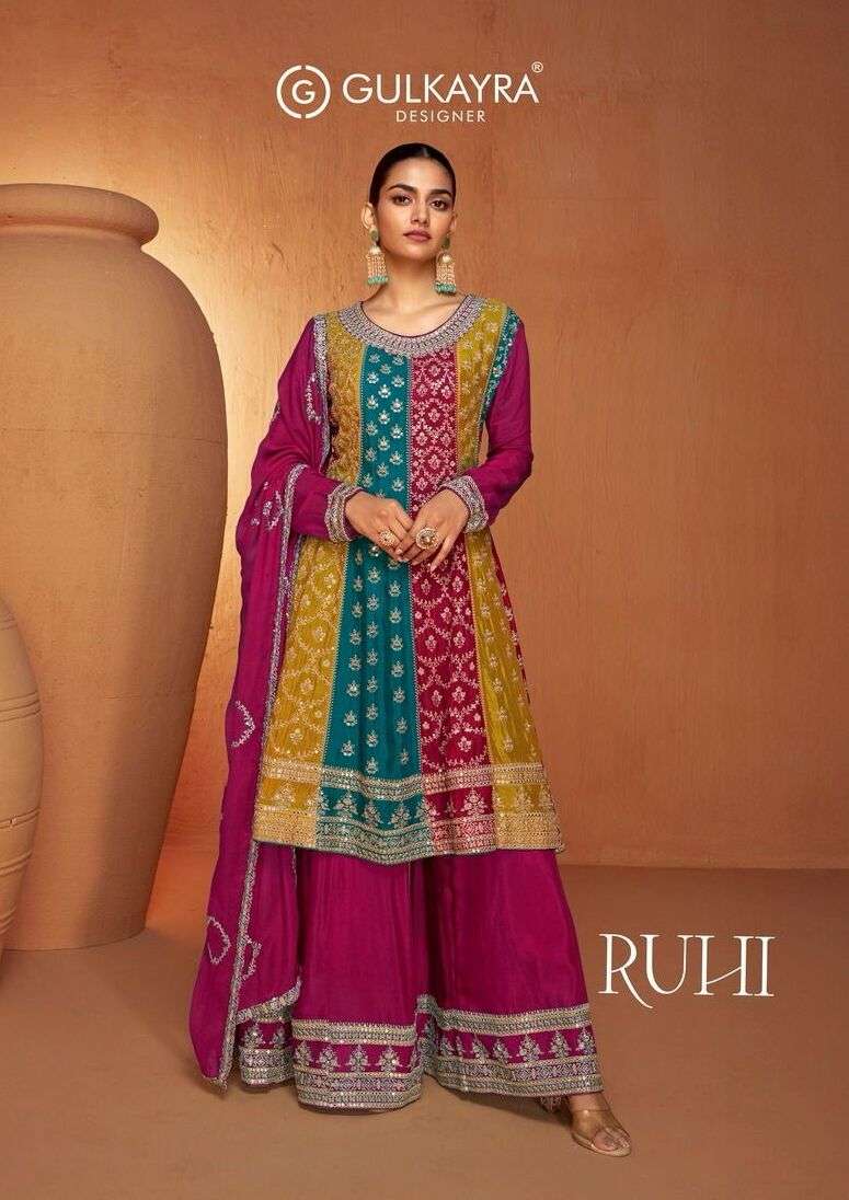 RUHI BY GULKAYRA 7430-A TO 7430-C SERIES DESIGNER REAL CHINON DRESSES