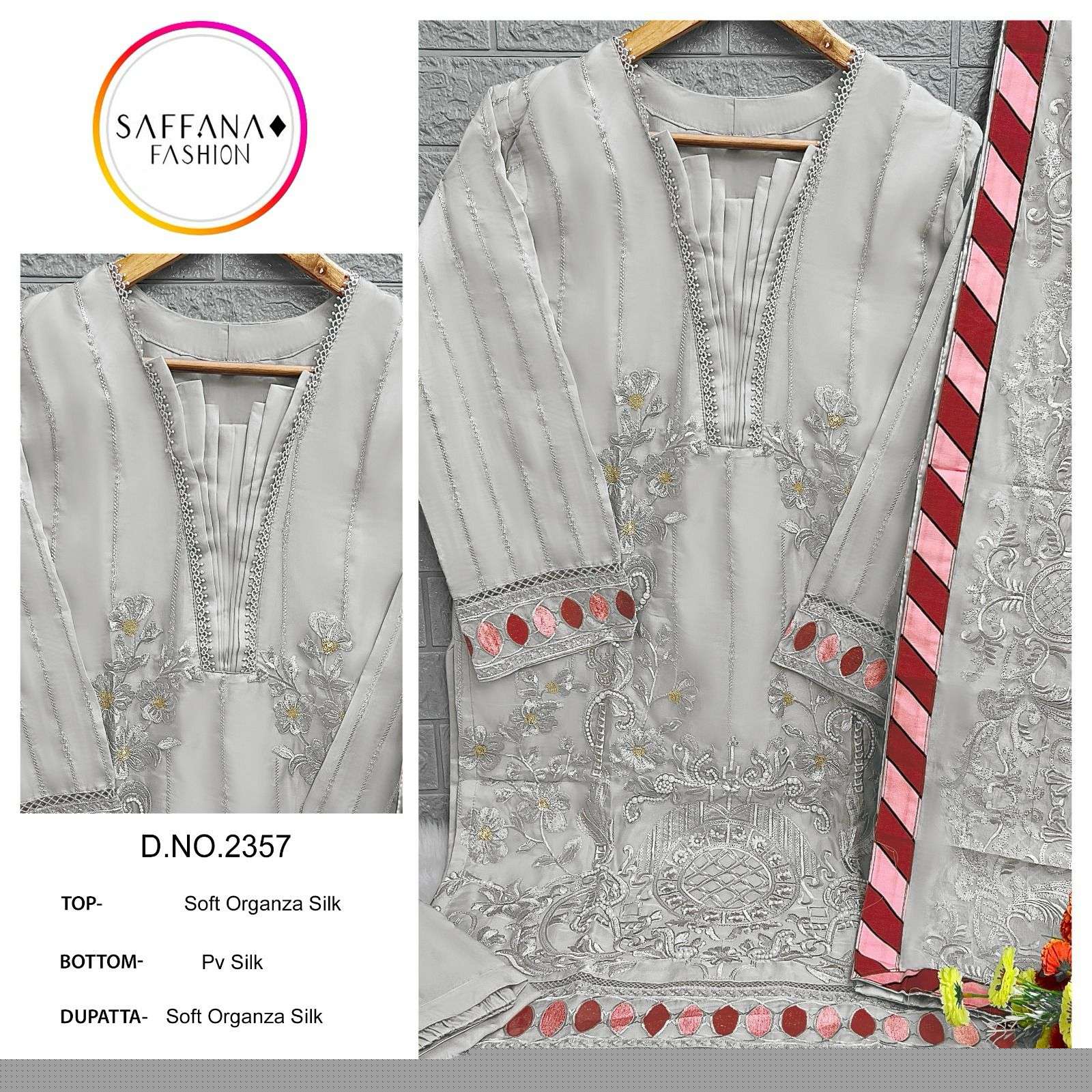 SAFFANA 2357 COLOURS BY ASLIWHOLESALE ORGANZA EMBROIDERY PAKISTANI DRESSES