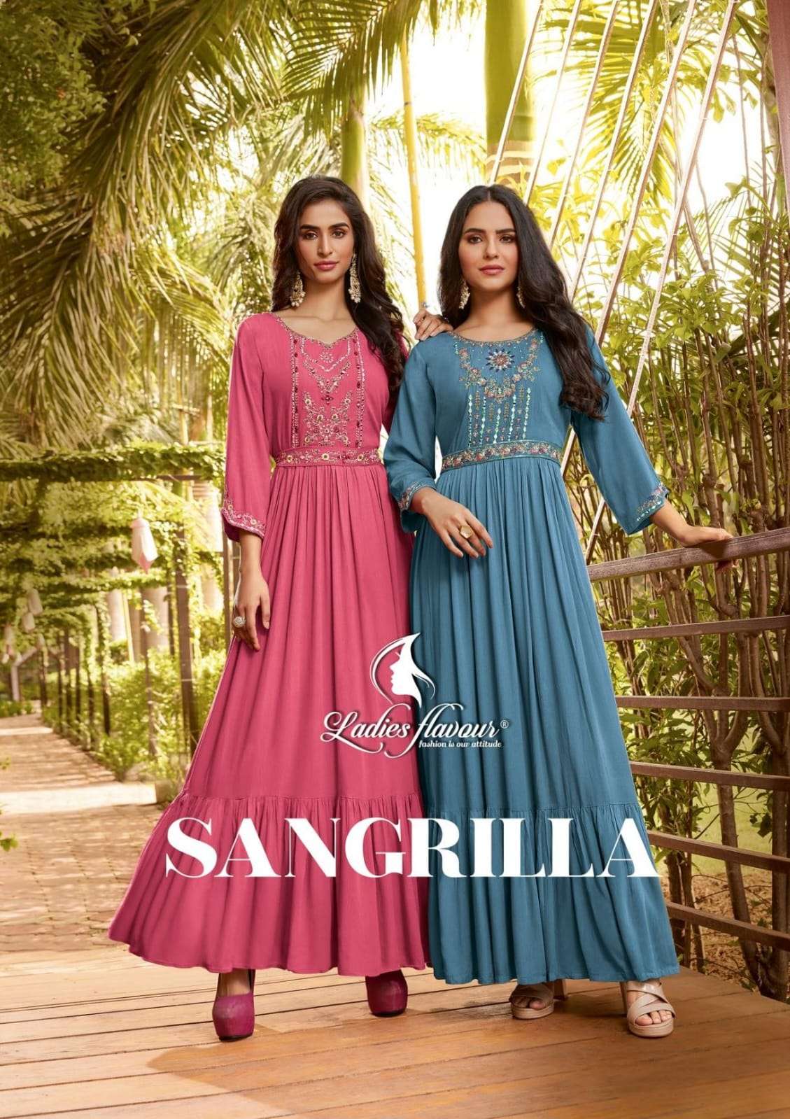 SANGRILLA BY LADIES FLAVOUR 1001 TO 1004 SERIES DESIGNER RAYON GOWNS