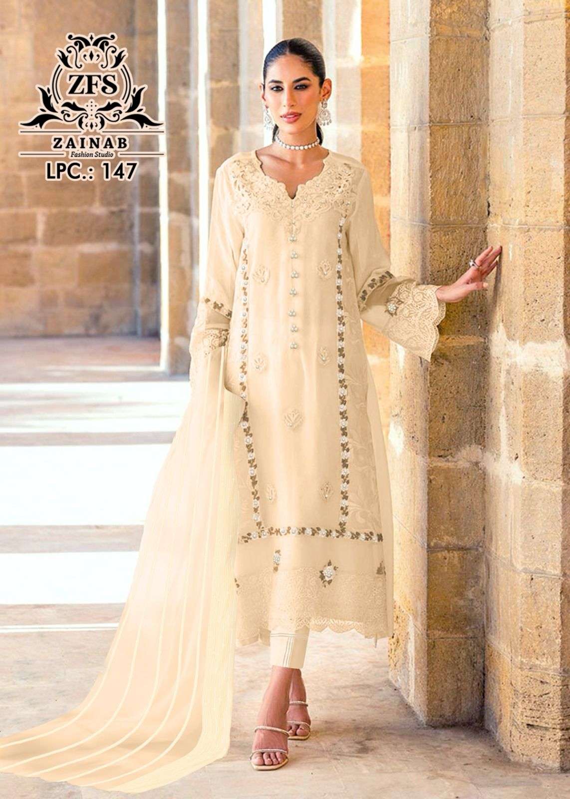 ZF-147 NX BY ZAINAB FASHION FAUX GEORGETTE STITCHED DRESSES