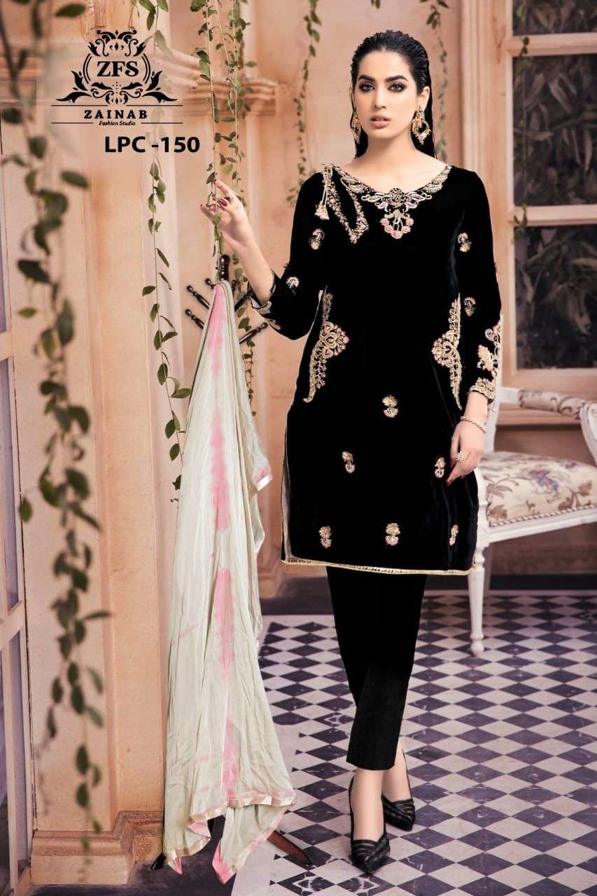 ZF-150 HIT DESIGN BY ZAINAB FASHION 9000 VELVET STITCHED DRESSES