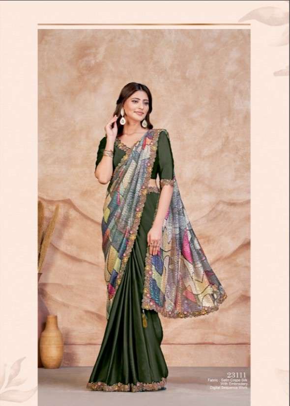 DAYITA BY MAHOTSAV DESIGNER FANCY SATIN CREPE SILK PRINTED SAREES