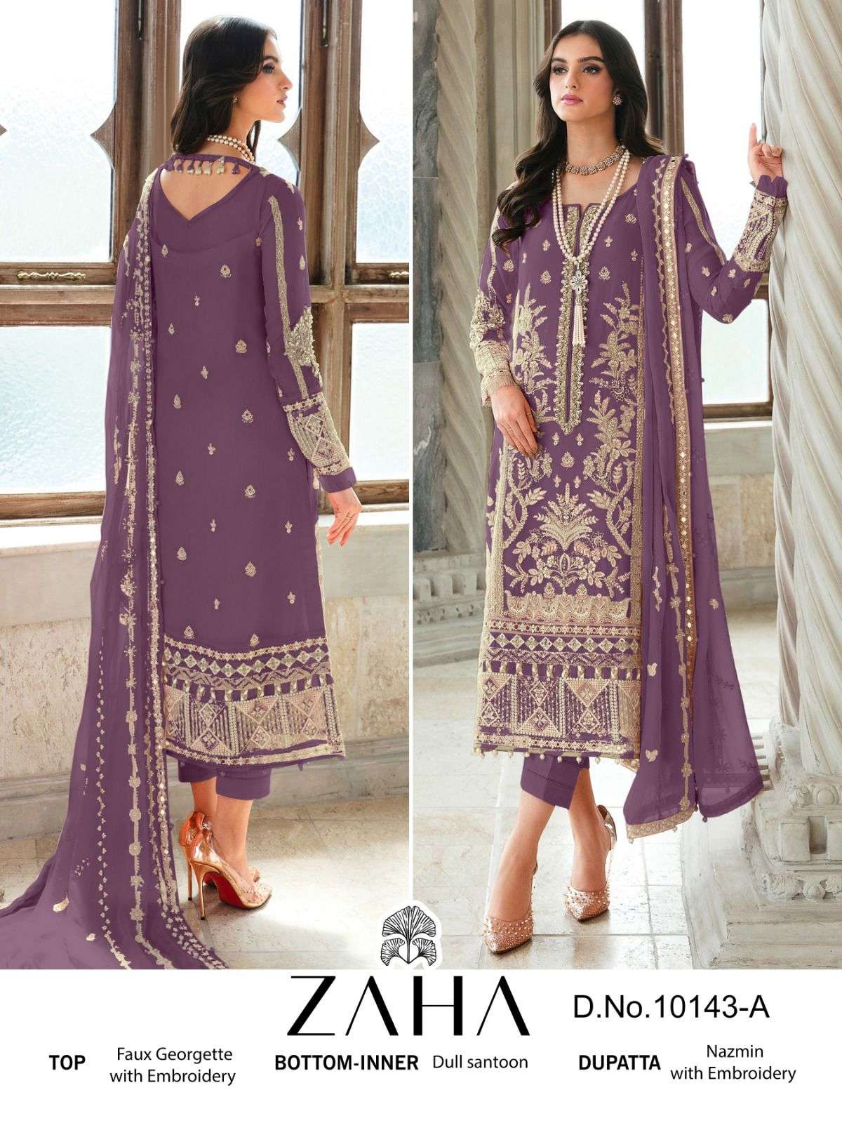 GULAAL 10143 NX BY ZAHA DESIGNER FAUX GEORGETTE PAKISTANI DRESSES