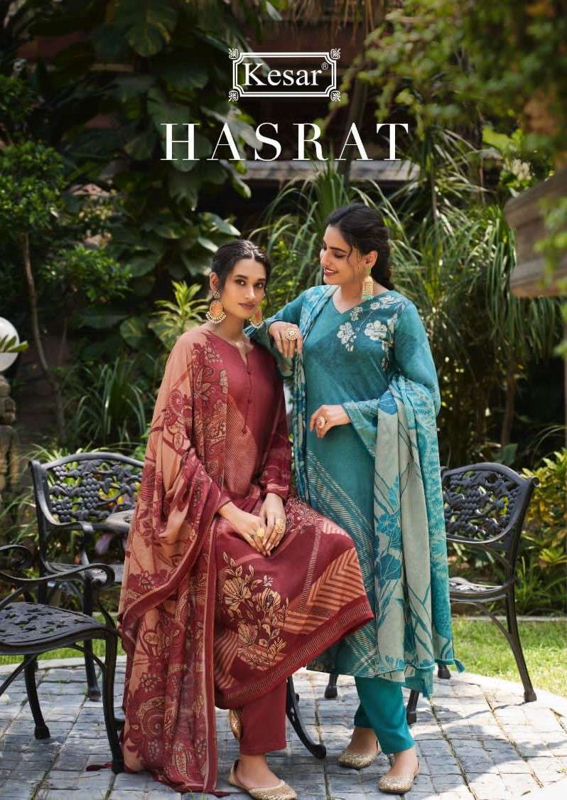 HASRAT BY KESAR 19001 TO 19006 SERIES PURE VISCOSE PASHMINA PRINTED DRESSES