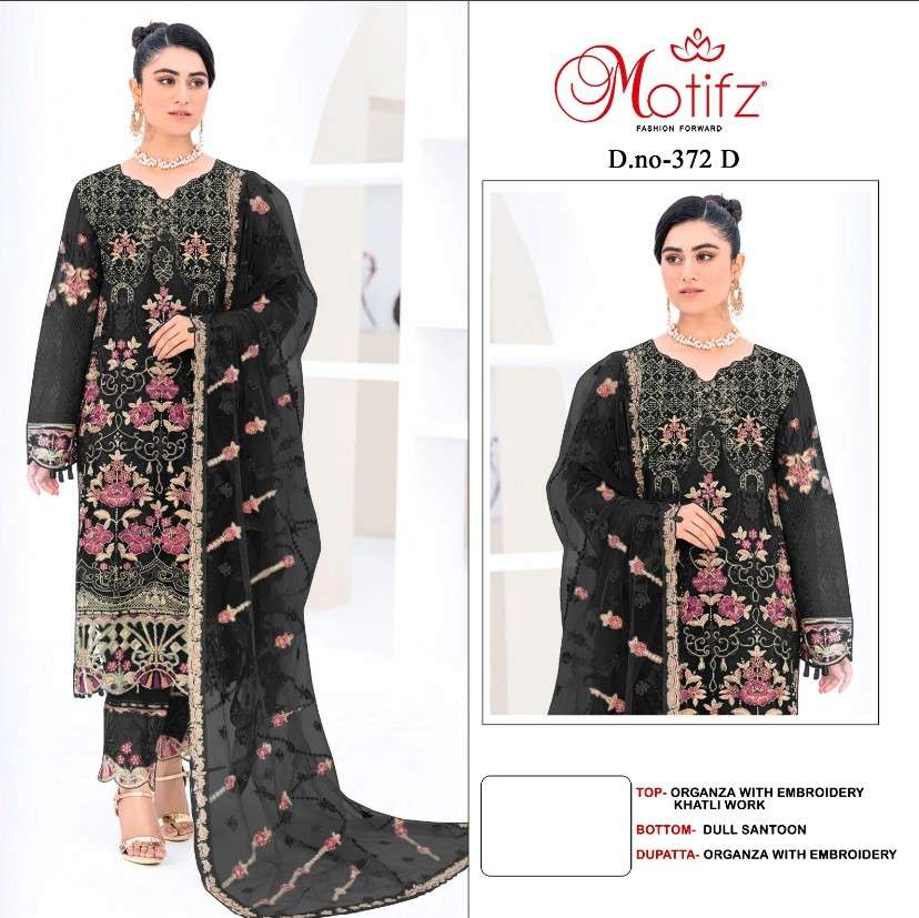 MOTIFZ 372 COLOURS BY MOTIFZ DESIGNER ORGANZA EMBROIDERY PAKISTANI DRESSES