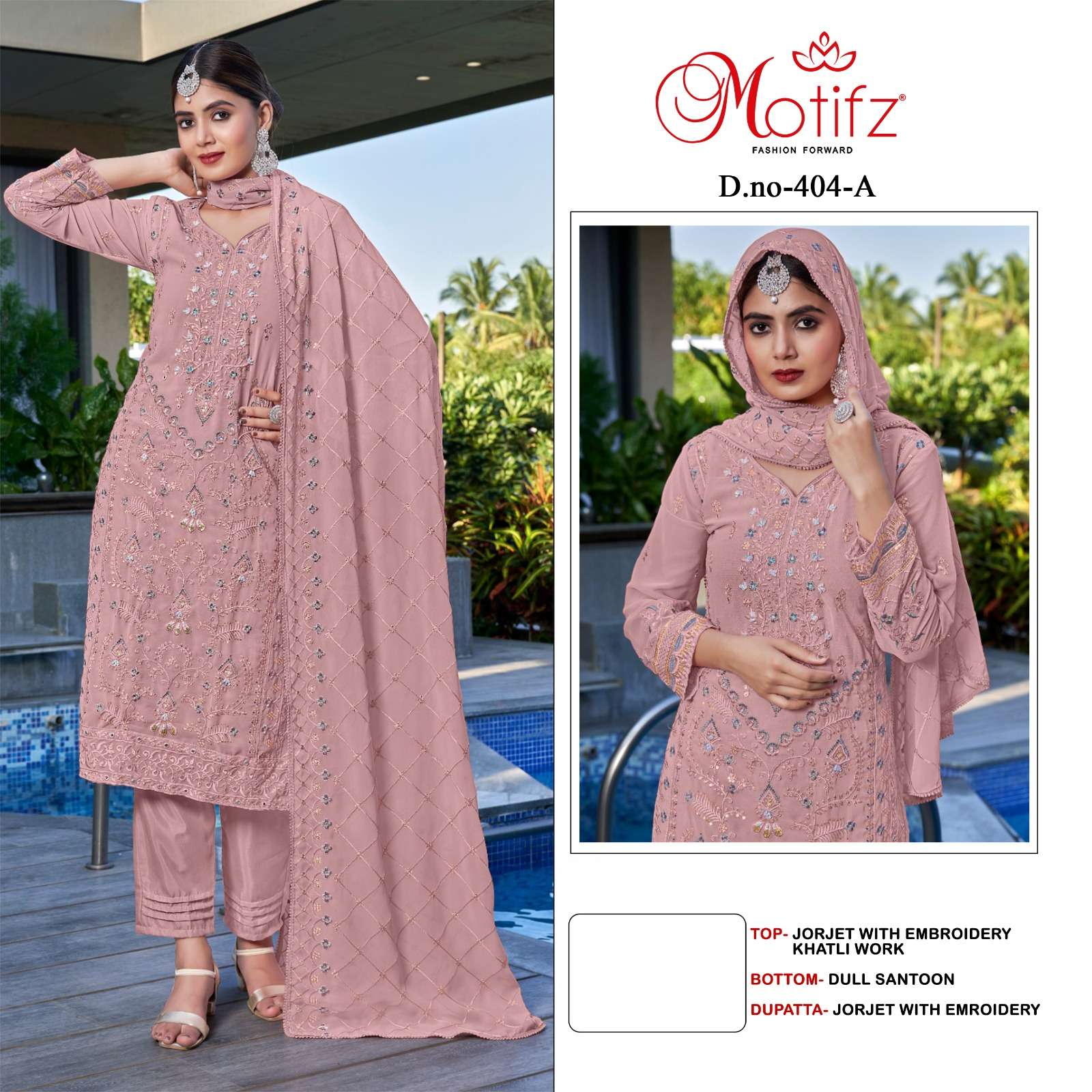 MOTIFZ 404 COLOURS BY MOTIFZ DESIGNER GEORGETTE EMBROIDERY PAKISTANI DRESSES