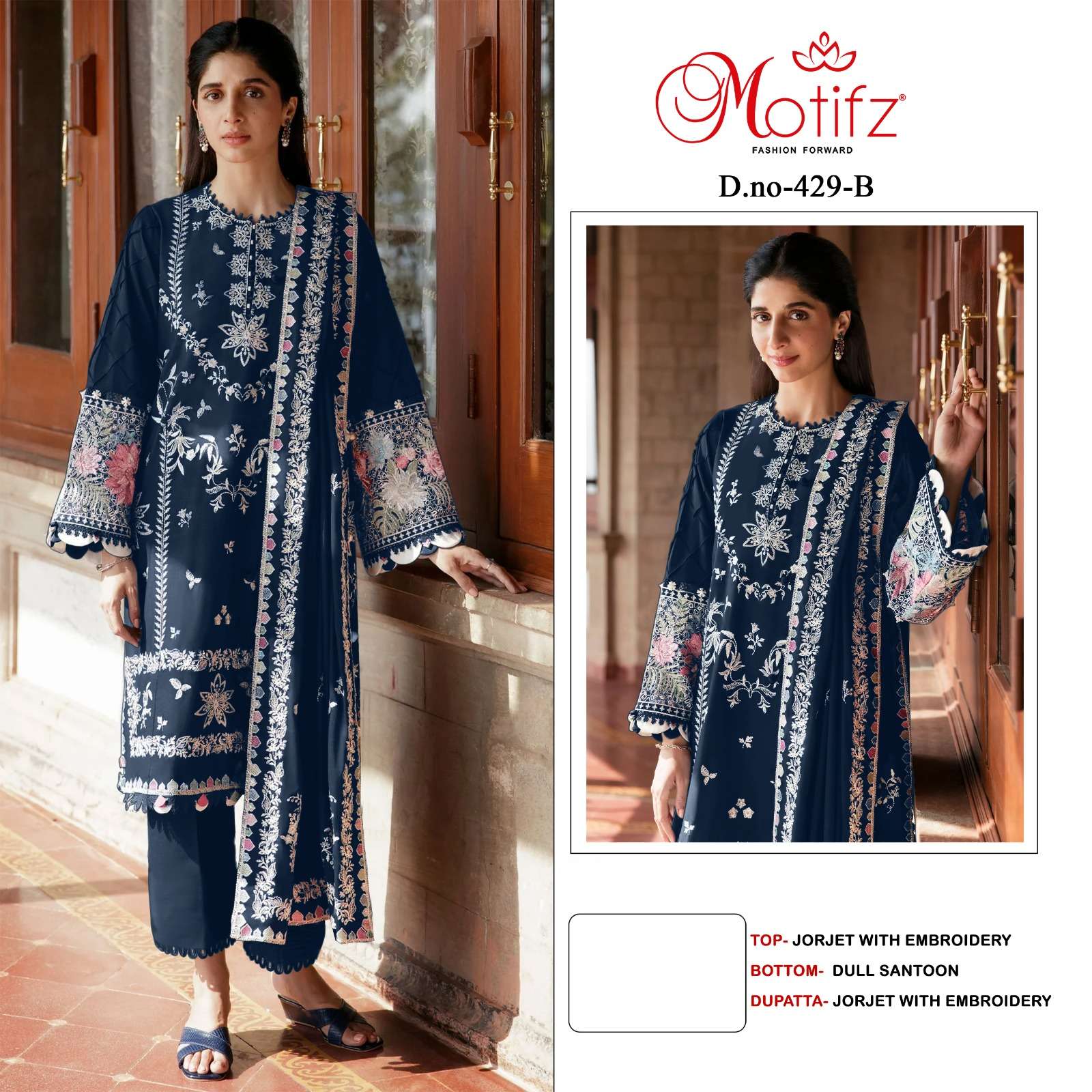 MOTIFZ 429 COLOURS BY MOTIFZ DESIGNER GEORGETTE EMBROIDERY PAKISTANI DRESSES