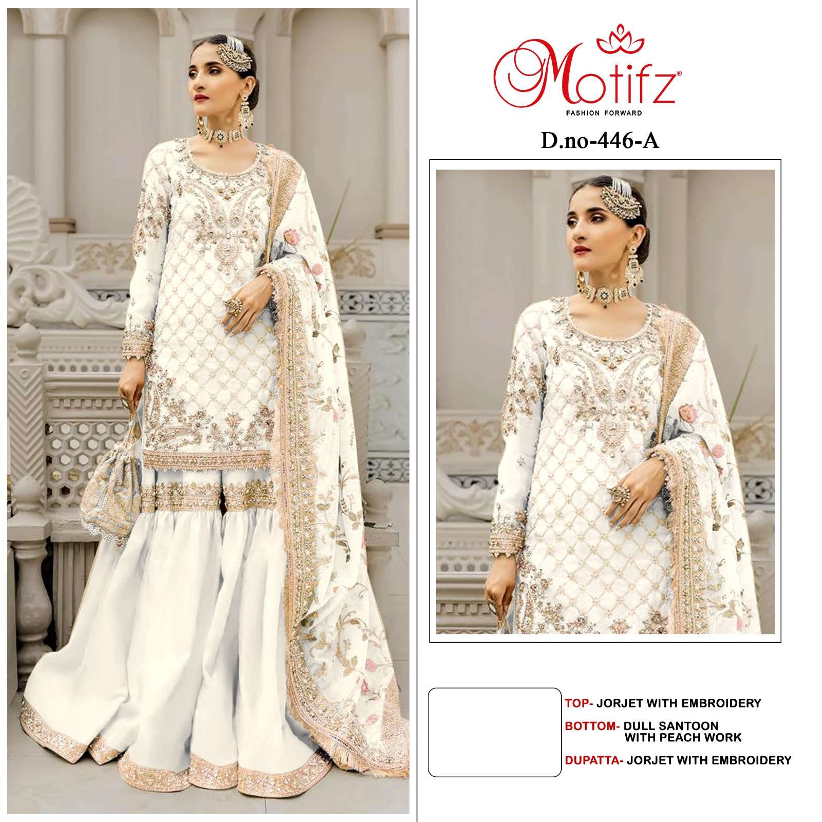 MOTIFZ 446 COLOURS BY MOTIFZ DESIGNER GEORGETTE EMBROIDERY PAKISTANI DRESSES