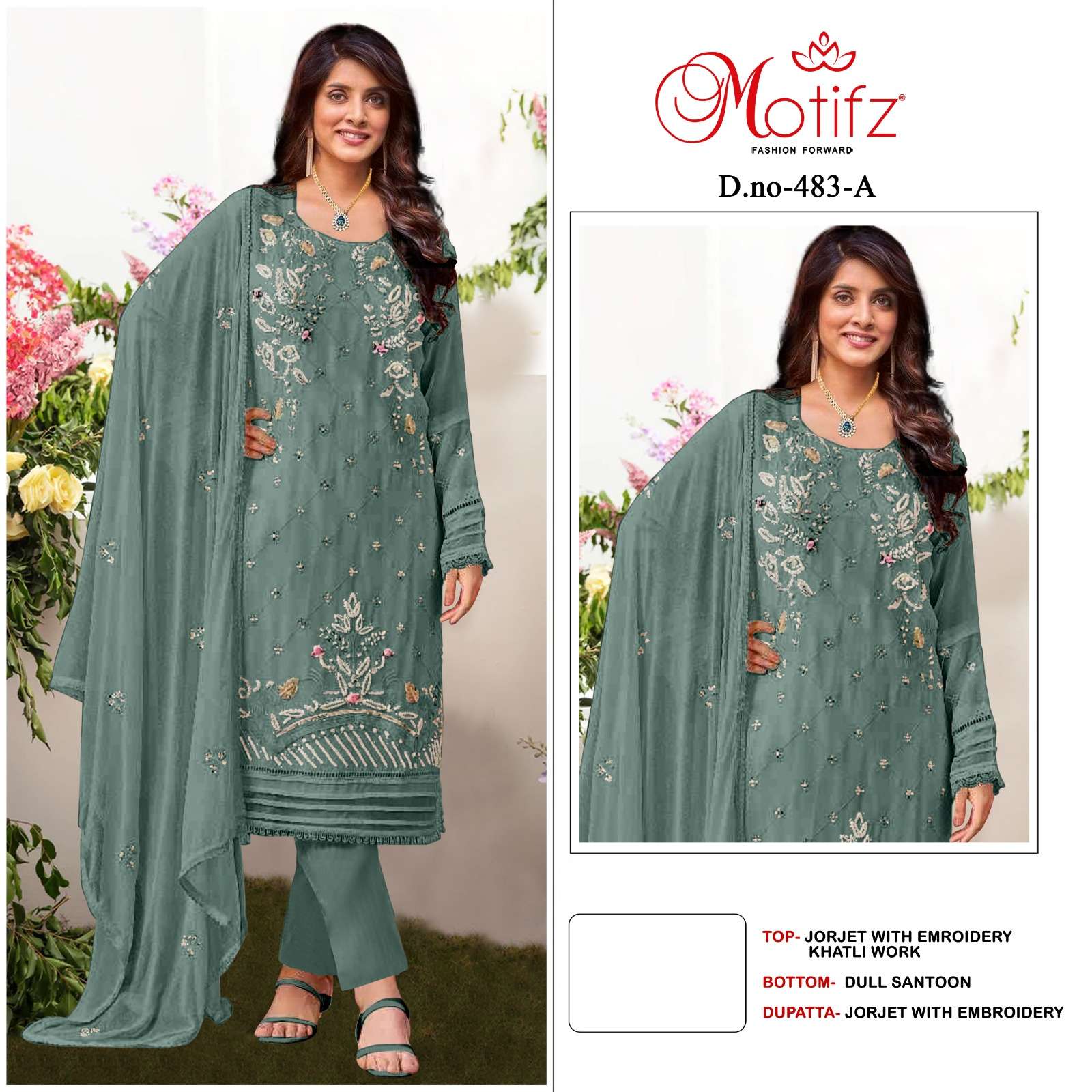 MOTIFZ 483 COLOURS BY MOTIFZ DESIGNER GEORGETTE EMBROIDERY PAKISTANI DRESSES