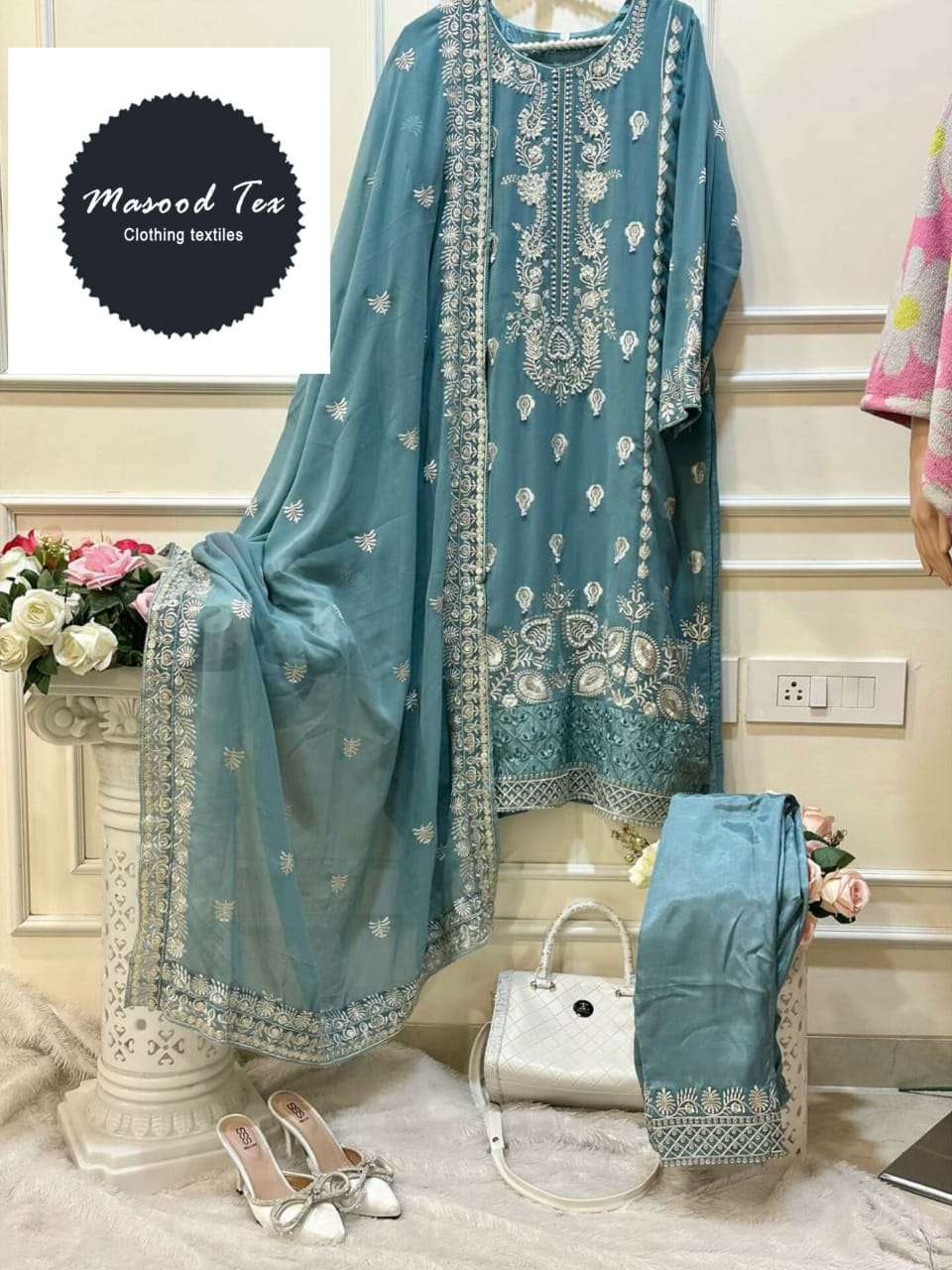 MT-355 HIT DESIGN BY MASOOD TEX DESIGNER GEORGETTE WORK PAKISTANI DRESSES