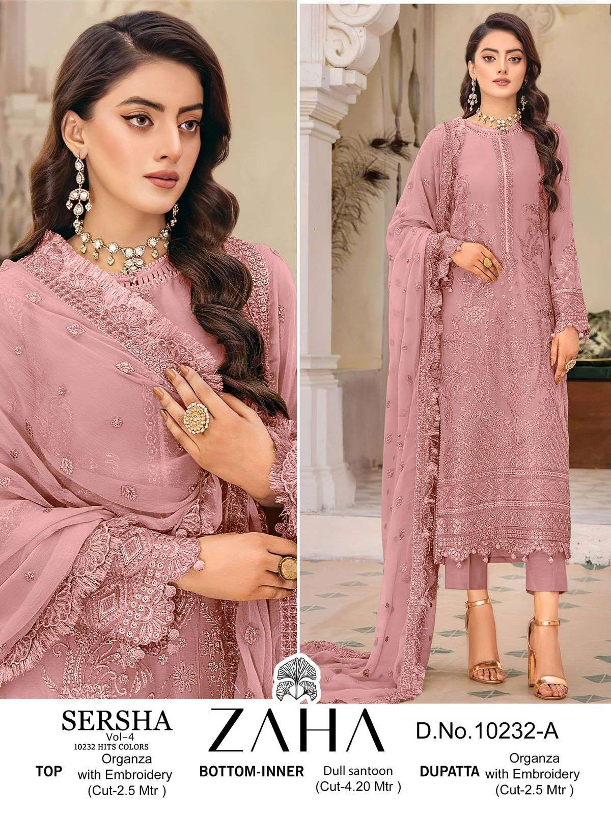 SERSHA VOL-4 10232 BY ZAHA DESIGNER FAUX GEORGETTE PAKISTANI DRESSES