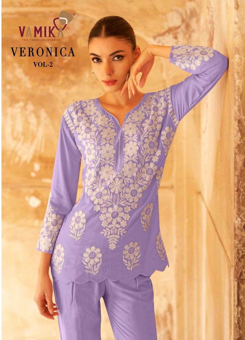 VERONICA VOL-02 BY VAMIKA 111-A TO 111-E SERIES RAYON STITCHED CO-ORD SET