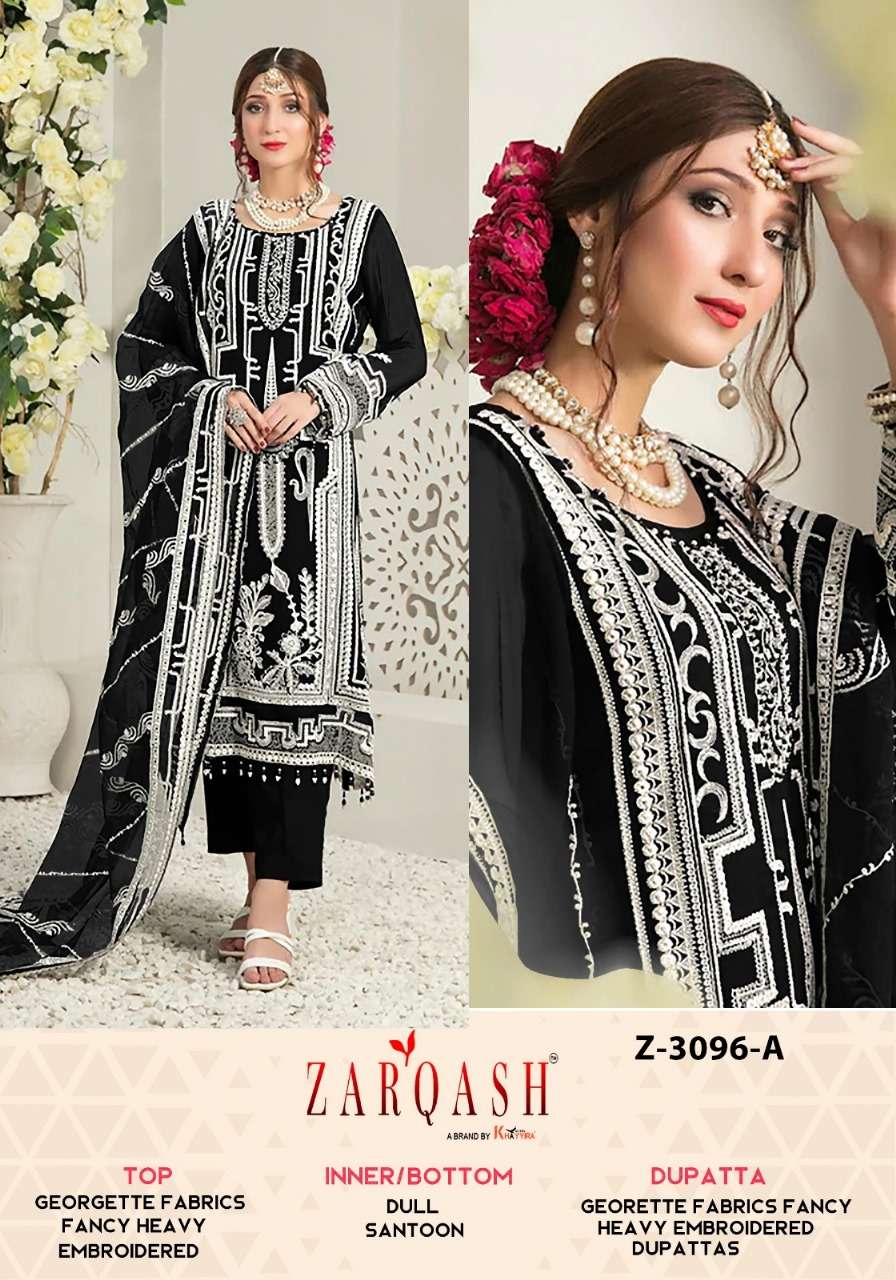 Z-3096 COLOURS BY ZARQASH DESIGNER FAUX GEORGETTE EMBROIDERY PAKISTANI DRESSES