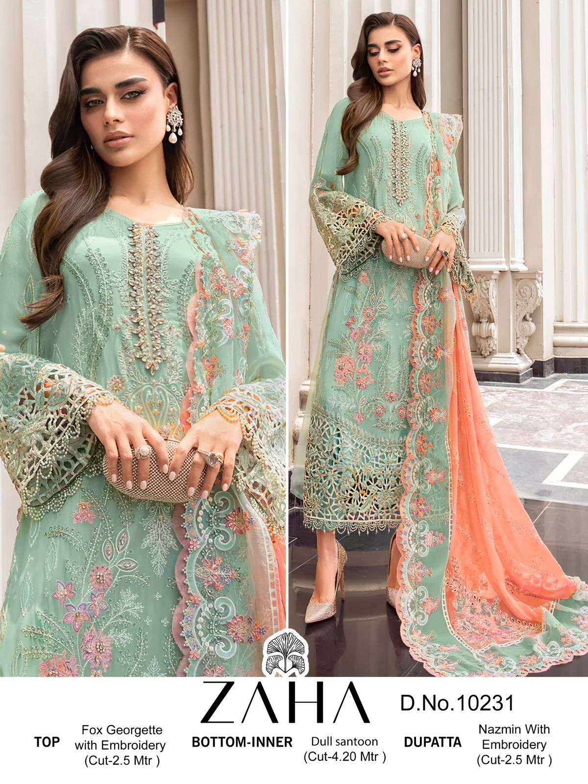 ZAHA 10231 BY ZAHA DESIGNER FAUX GEORGETTE PAKISTANI DRESSES