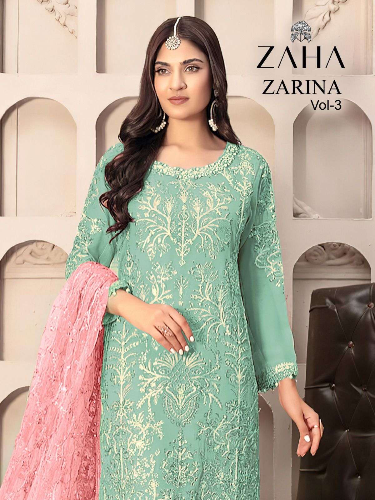 ZARINA VOL-3 BY ZAHA 10225-A TO 10225-C SERIES DESIGNER HEAVY GEORGETTE PAKISTANI DRESSES