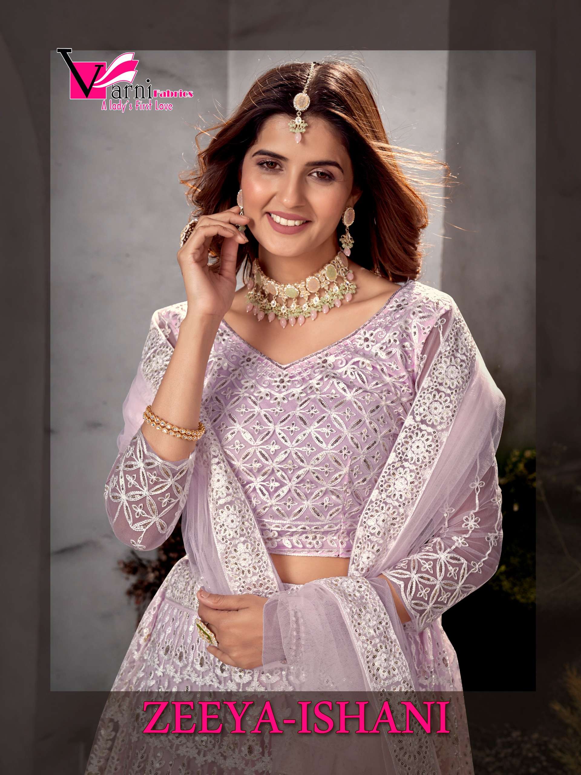 ZEEYA-ISHANI BY VARNI FABRICS 20001 TO 20004 SERIES NET HEAVY WORK LEHENGAS