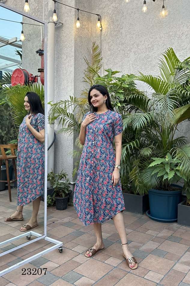 23206-07 COLOR BY ASLIWHOLESALE DESIGNER FACNY COTTON PRINTED KURTIS