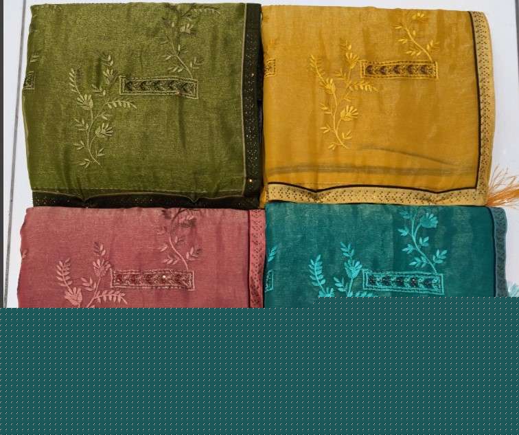 6731 COLOUR BY ASLIWHOLESALE DESIGNER PURE FANCY EMBROIDERY SAREES