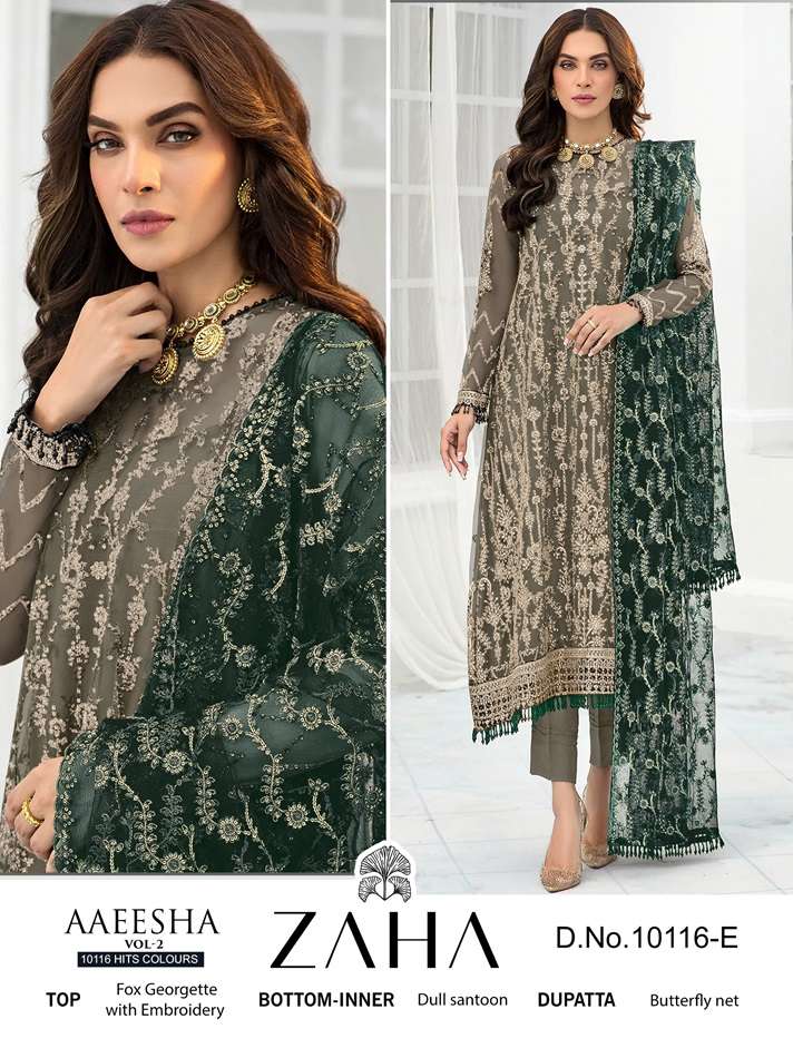 AAEESHA 10116 BY ZAHA 10119-E TO 10119-H SERIES GEORGETTE PAKISTANI DRESSES