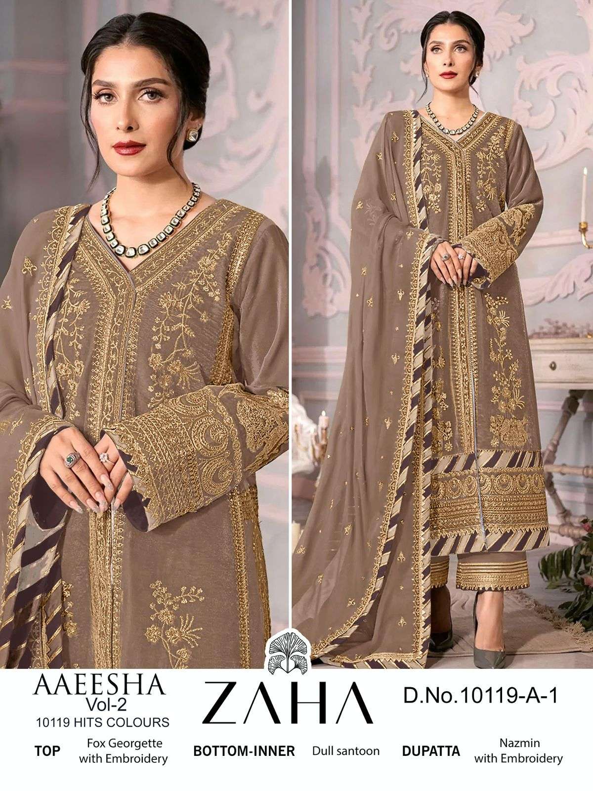 AAEESHA 10119-A NX BY ZAHA DESIGNER FAUX GEORGETTE PAKISTANI DRESSES