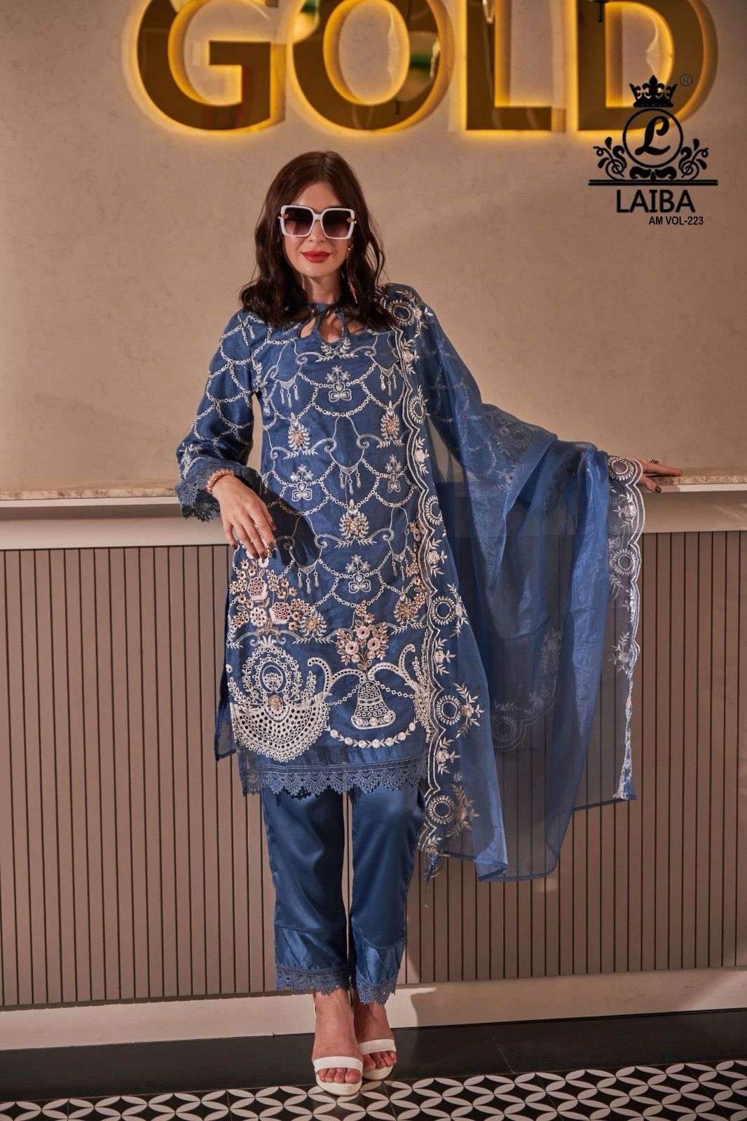 AM VOL-223 BY LAIBA DESIGNER HEAVY PURE ORGANZA STITCHED DRESSES