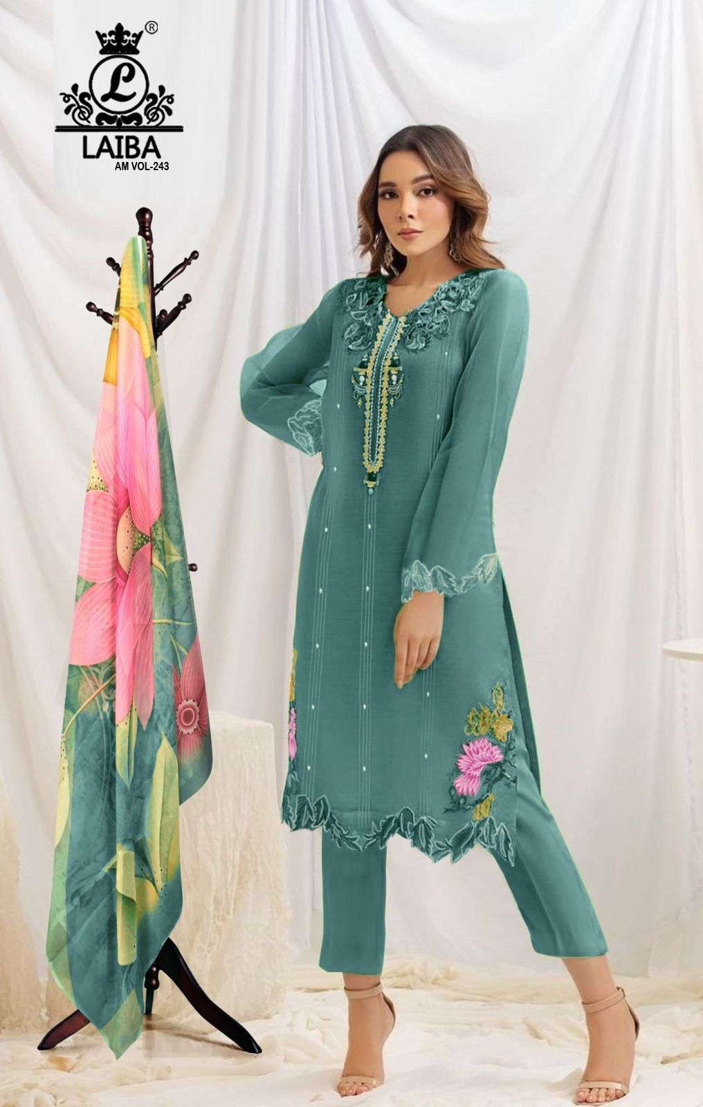 AM VOL-243 NX BY LAIBA DESIGNER HEAVY PURE ORGANZA STITCHED DRESSES