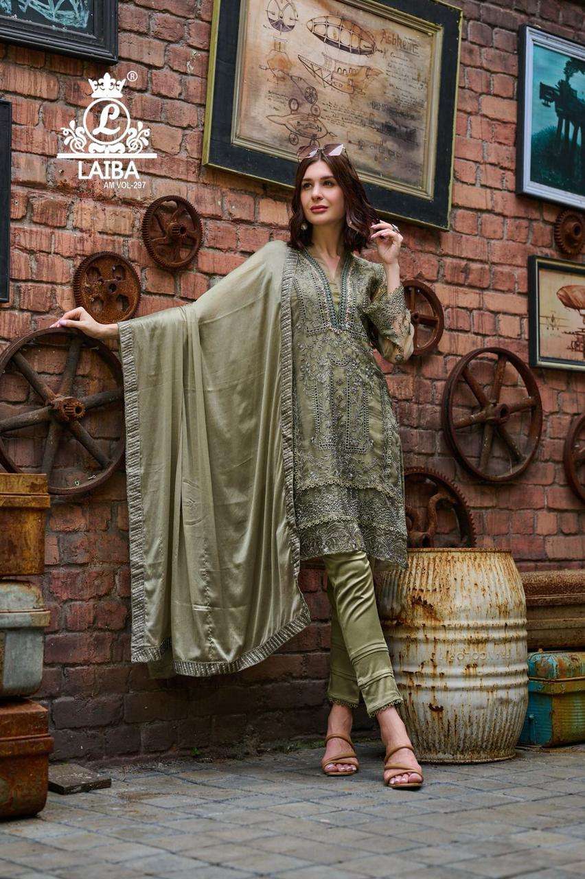 AM VOL-297 BY LAIBA DESIGNER HEAVY PURE ORGANZA STITCHED DRESSES