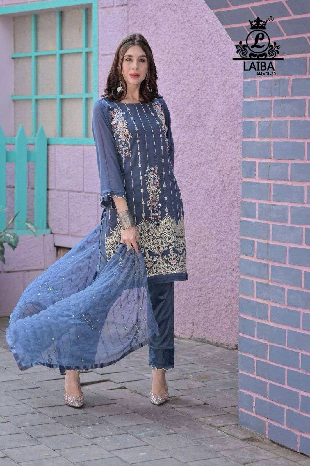 AM VOL-301 NX BY LAIBA DESIGNER HEAVY PURE GEORGETTE STITCHED DRESSES