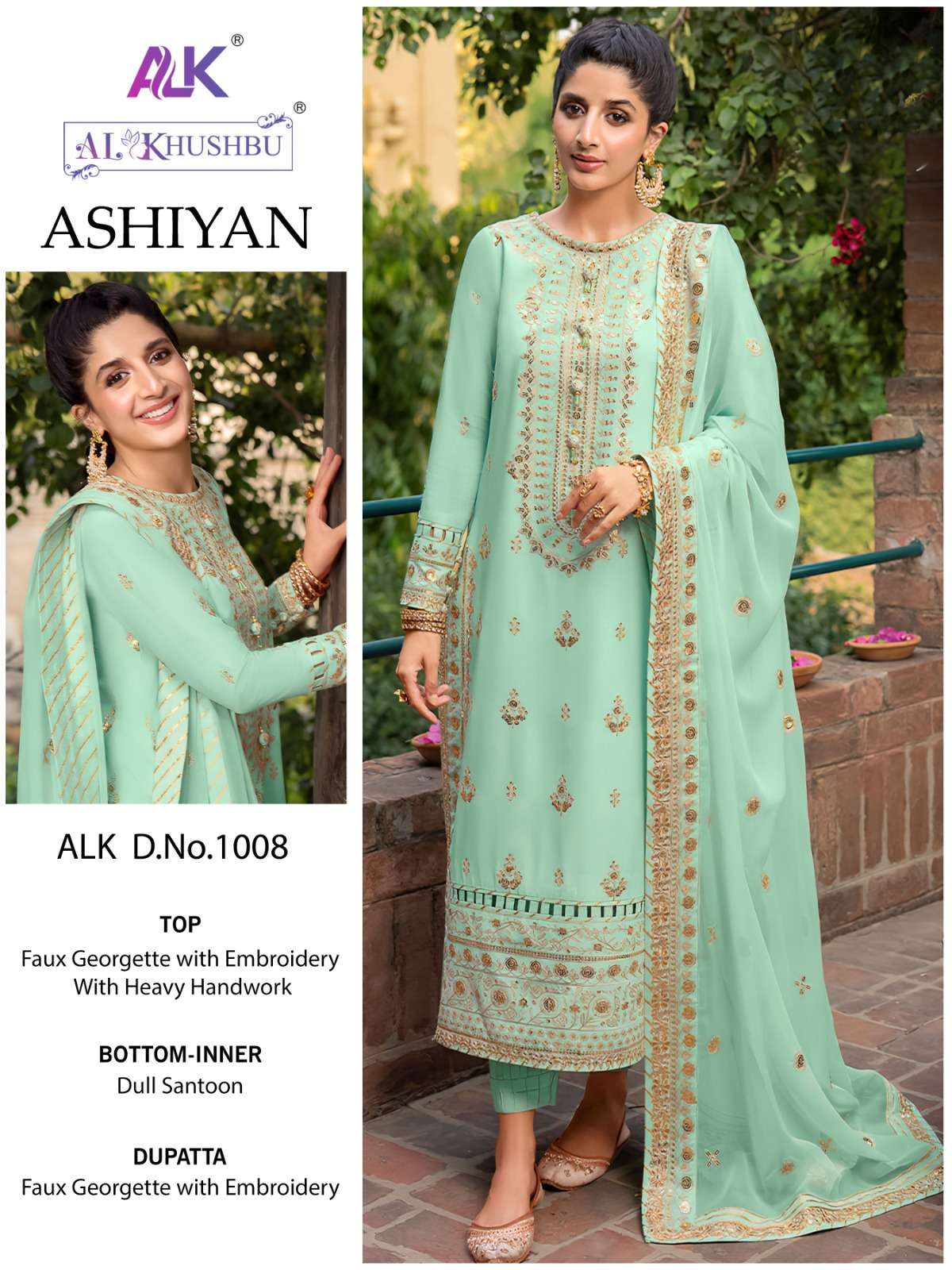 ASHIYAN BY AL KHUSHBU 1008 AND 1011 GEORGETTE EMBROIDERY PAKISTANI DRESSES