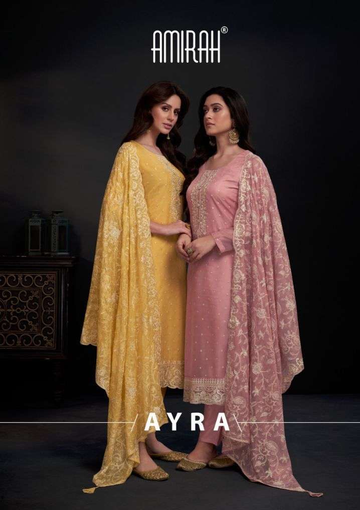 AYRA BY AMIRAH 18011 TO 18015 SERIES DESIGNER ORGANZA EMBROIDERY DRESSES