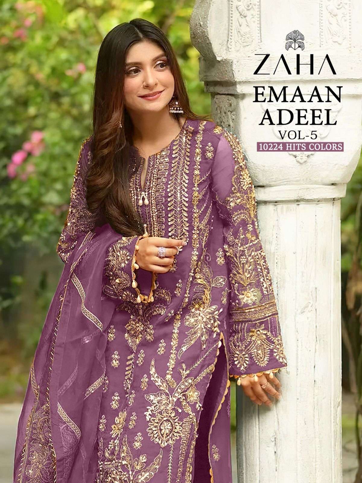 EMAAN ADEEL VOL-5 BY ZAHA DESIGNER FAUX GEORGETTE HEAVY EMBROIDERY DRESSES