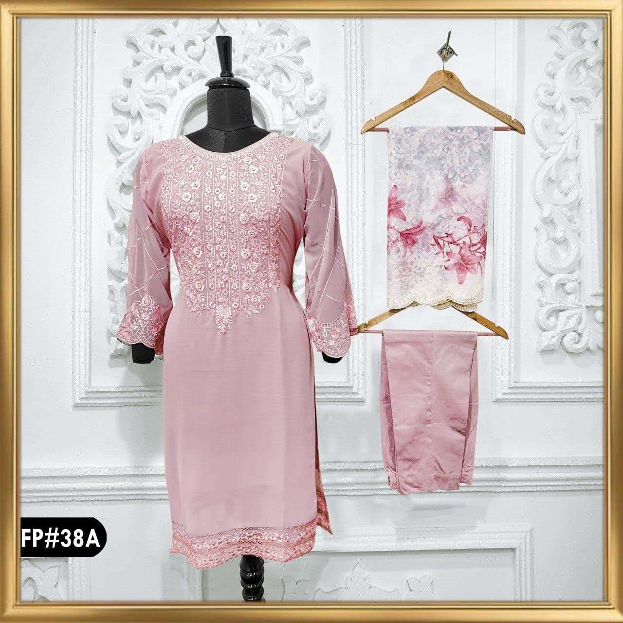FARWAH-38 BY ASLIWHOLESALE PURE GEORGETTE EMBROIDERY PAKISTANI DRESSES