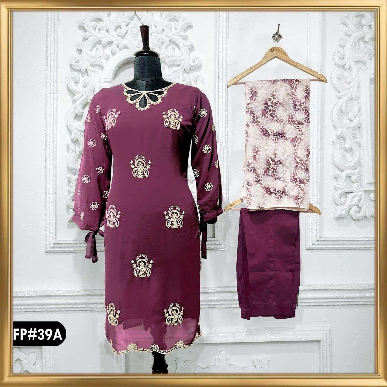 FARWAH-39 BY ASLIWHOLESALE PURE GEORGETTE EMBROIDERY PAKISTANI DRESSES