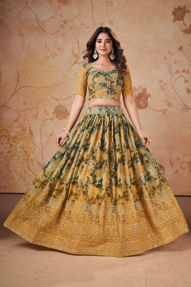 FLORENCE VOL-2 BY AAHVAN DESIGNS 7501 TO 7505 SERIES FAUX GEORGETTE LEHENGAS