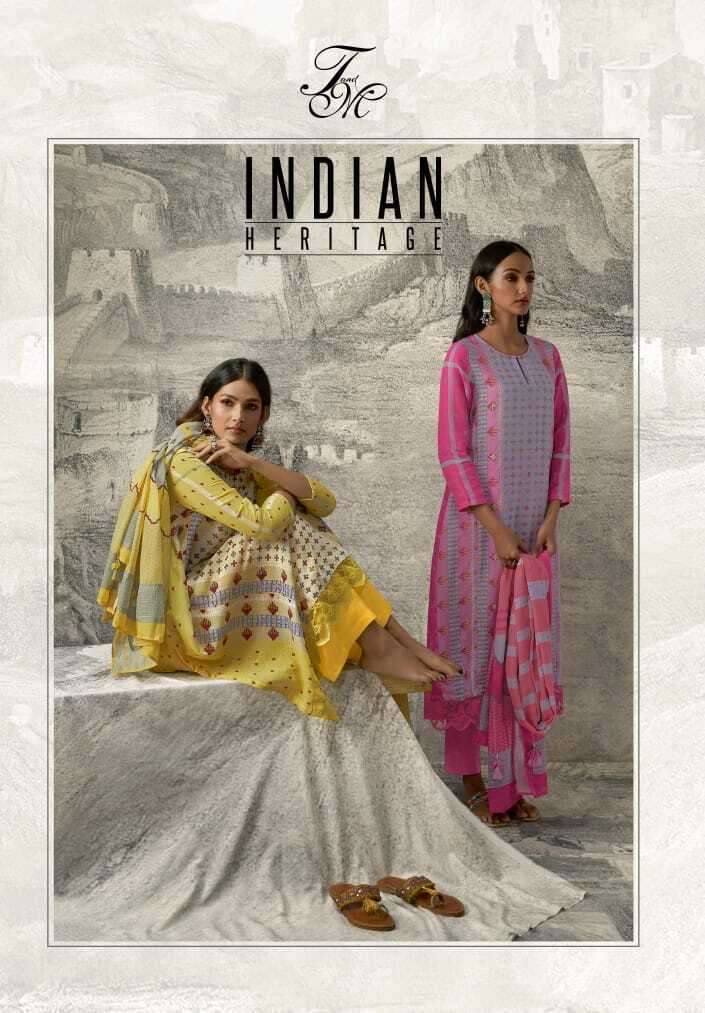 INDIAN HERITAGE BY T&M DESIGNER VISCOSE LINEN DIGITAL FABRIC HANDWORK DRESSES