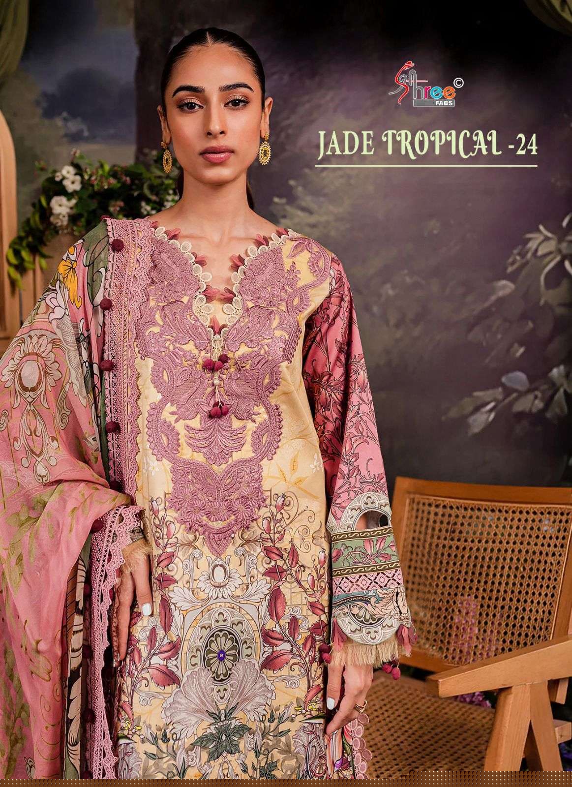 JADE TROPICAL-24 BY SHREE FABS 3376 TO 3379 SERIES LAWN COTTON PRINT DRESSES