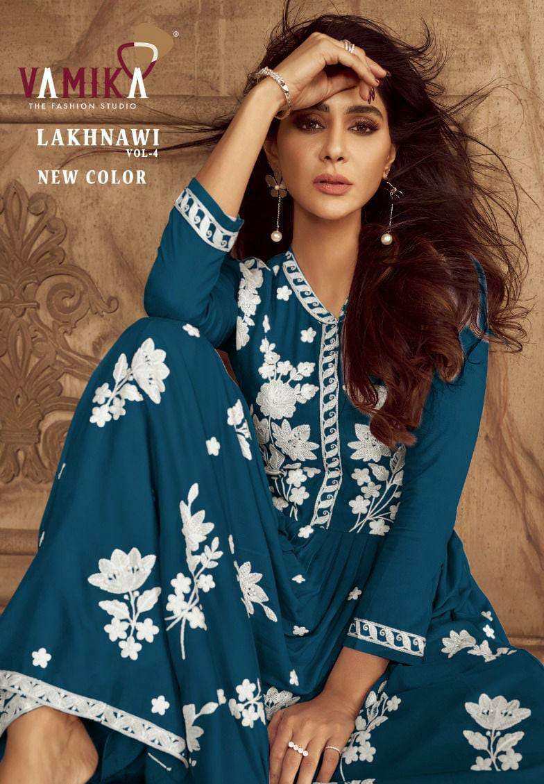 LAKHNAVI VOL-4 NEW COLOR BY VAMIKA 1024-P TO 1024-T SERIES HEAVY RAYON DRESSES