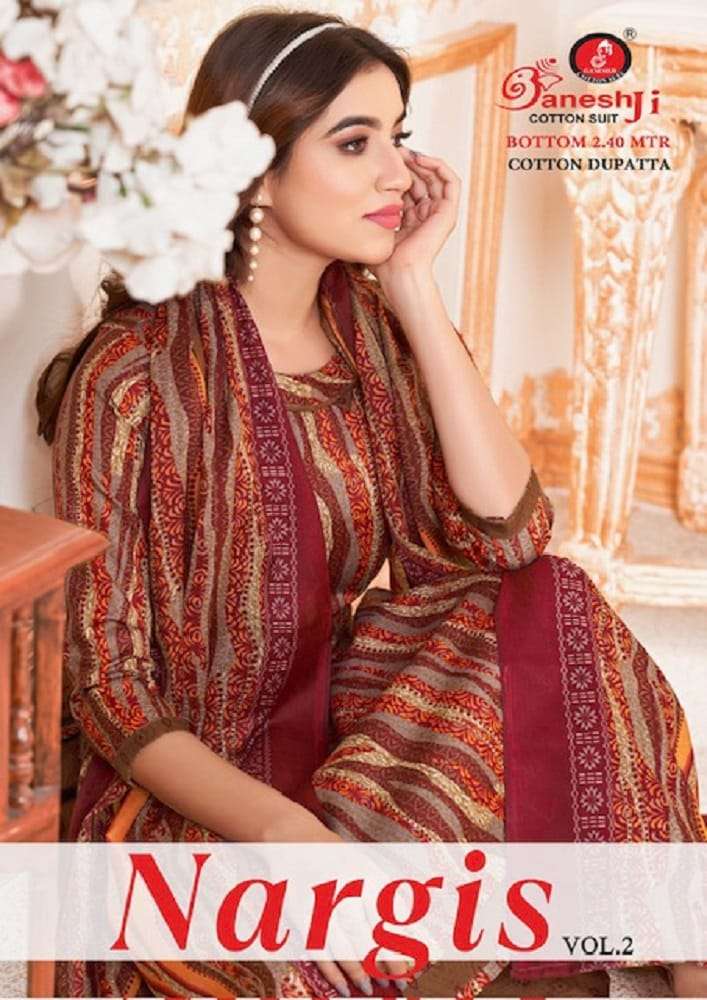 NARGIS VOL-2 BY GANPATI COTTON SUIT 2001 TO 2010 SERIES COTON PRINTED DRESSES