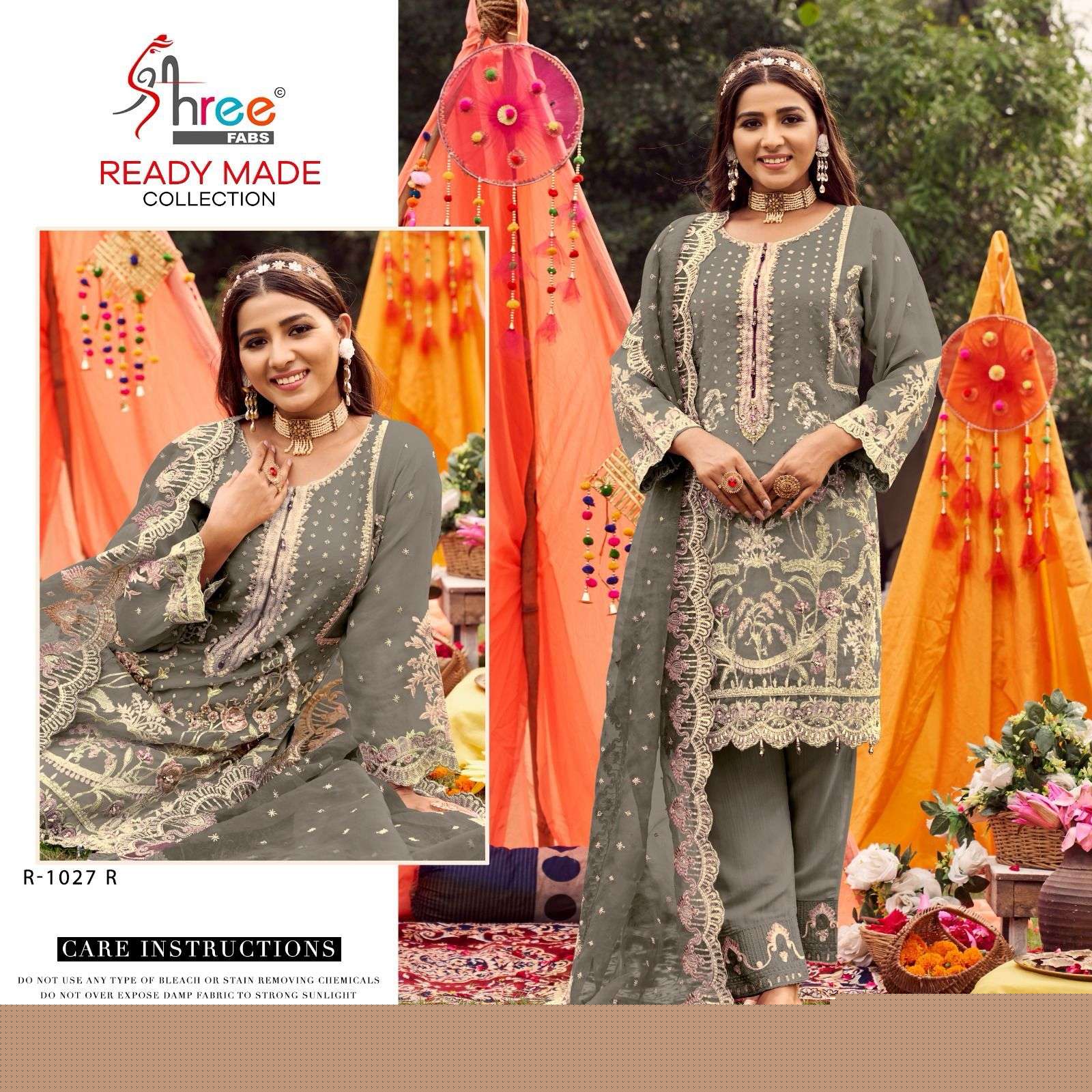 R-1027 COLOURS BY SHREE FABS 1027-R TO 1027-U EMBROIDERED ORGANZA PAKISTANI DRESSES