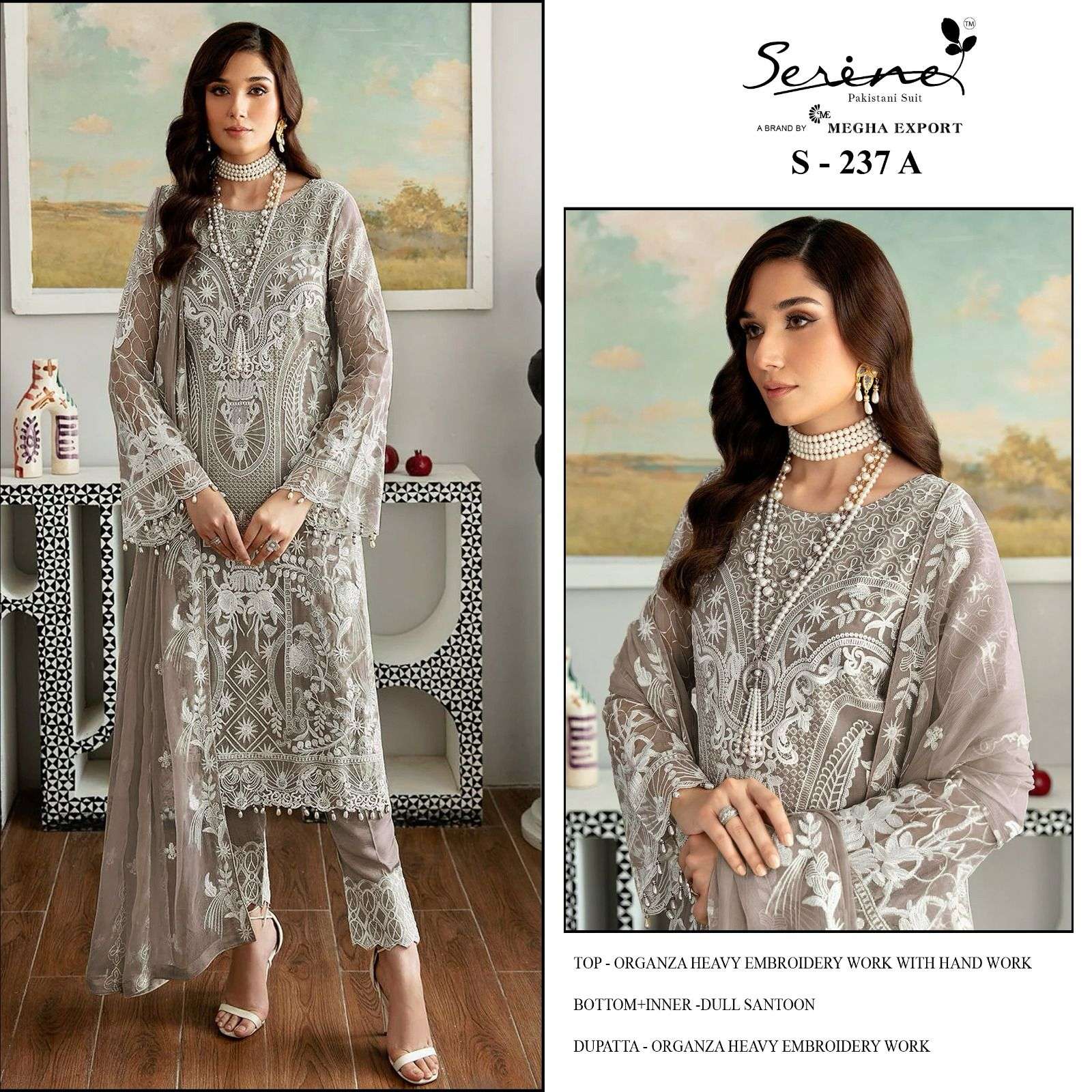 S-237 COLOURS BY SERENE DESIGNER FAUX GEORGETTE EMBROIDERY PAKISTANI DRESSES