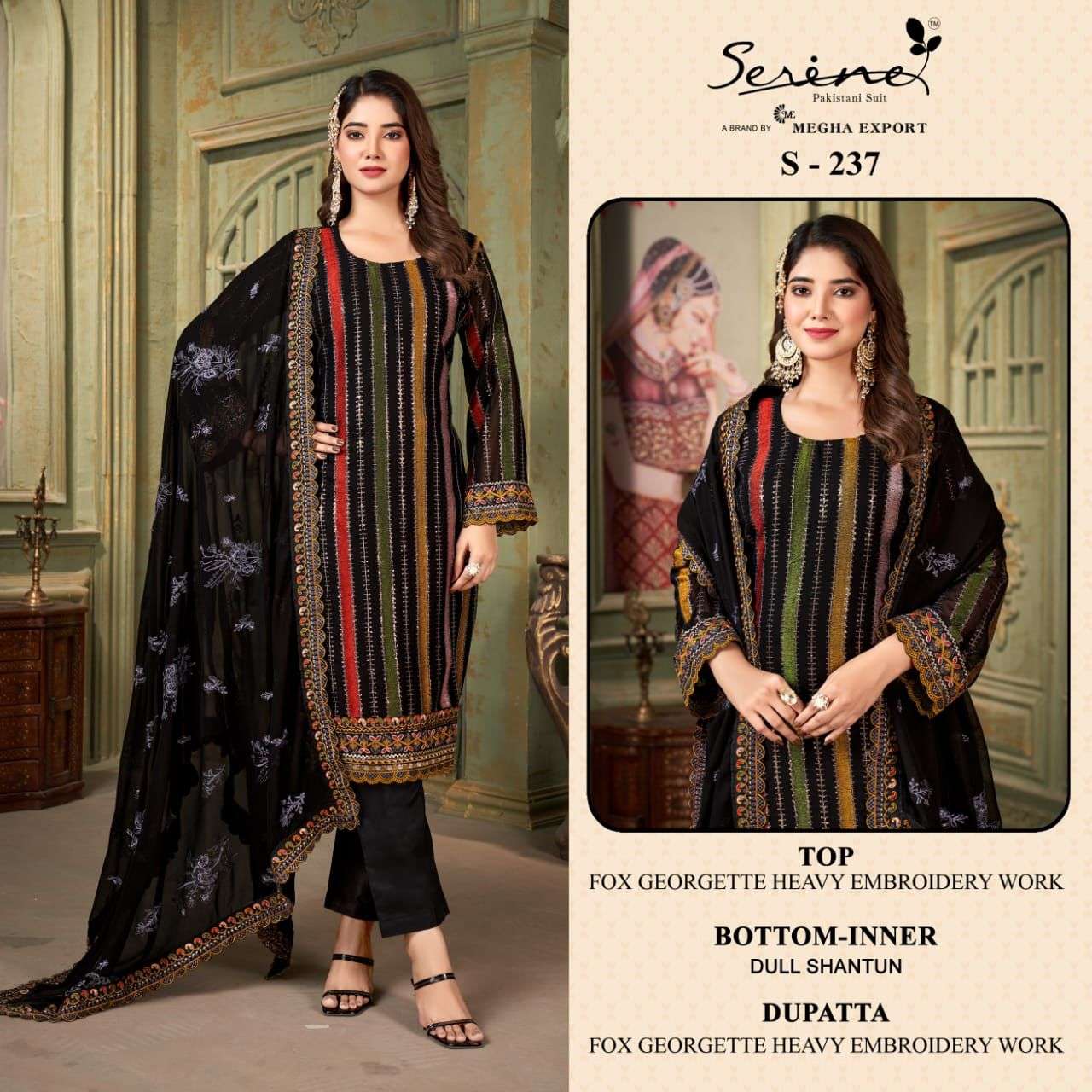 S-237 HIT DESIGN BY SERENE DESIGNER FAUX GEORGETTE EMBROIDERY PAKISTANI DRESS