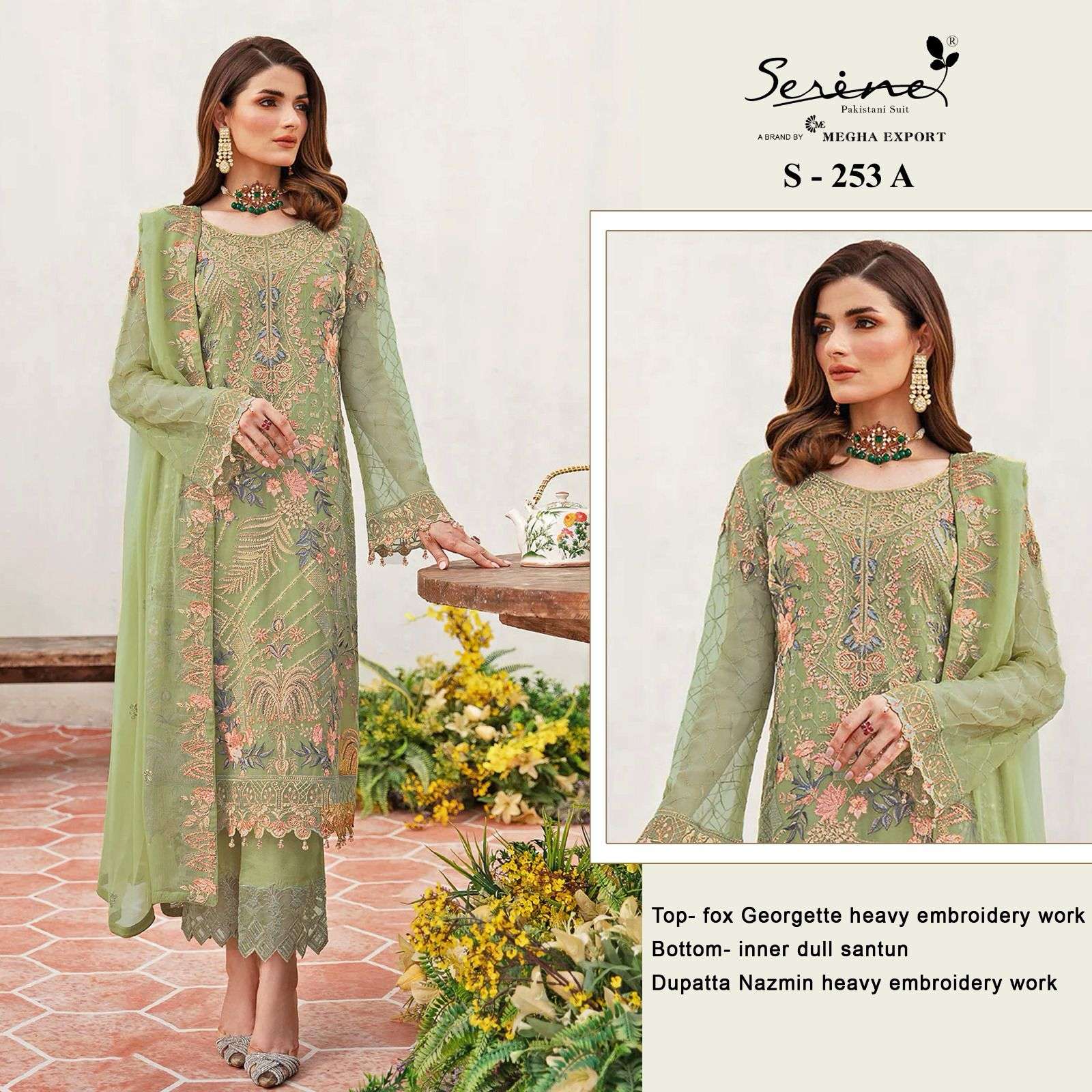 S-253 COLOURS BY SERENE DESIGNER FAUX GEORGETTE EMBROIDERY PAKISTANI DRESSES