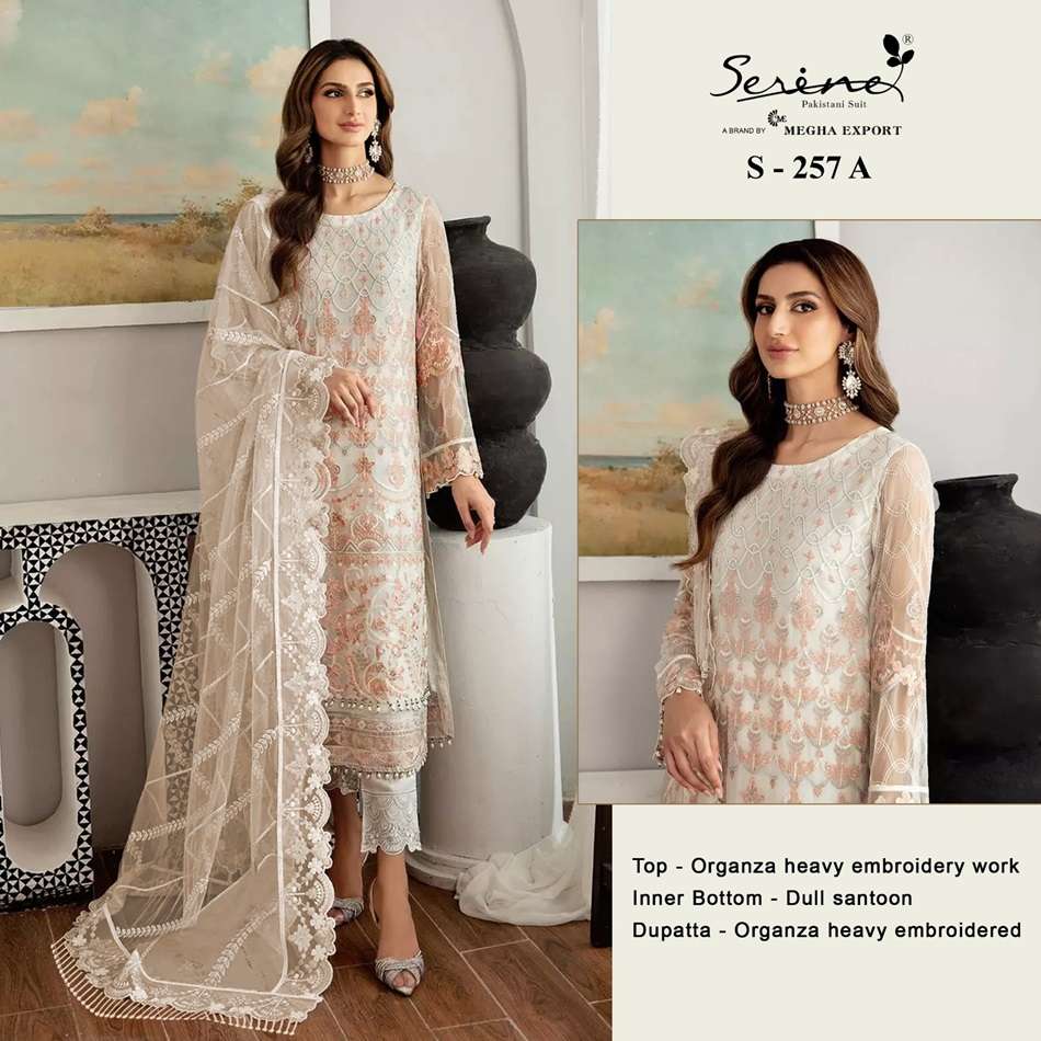 S-257 COLOURS BY SERENE DESIGNER ORGANZA EMBROIDERY PAKISTANI DRESSES