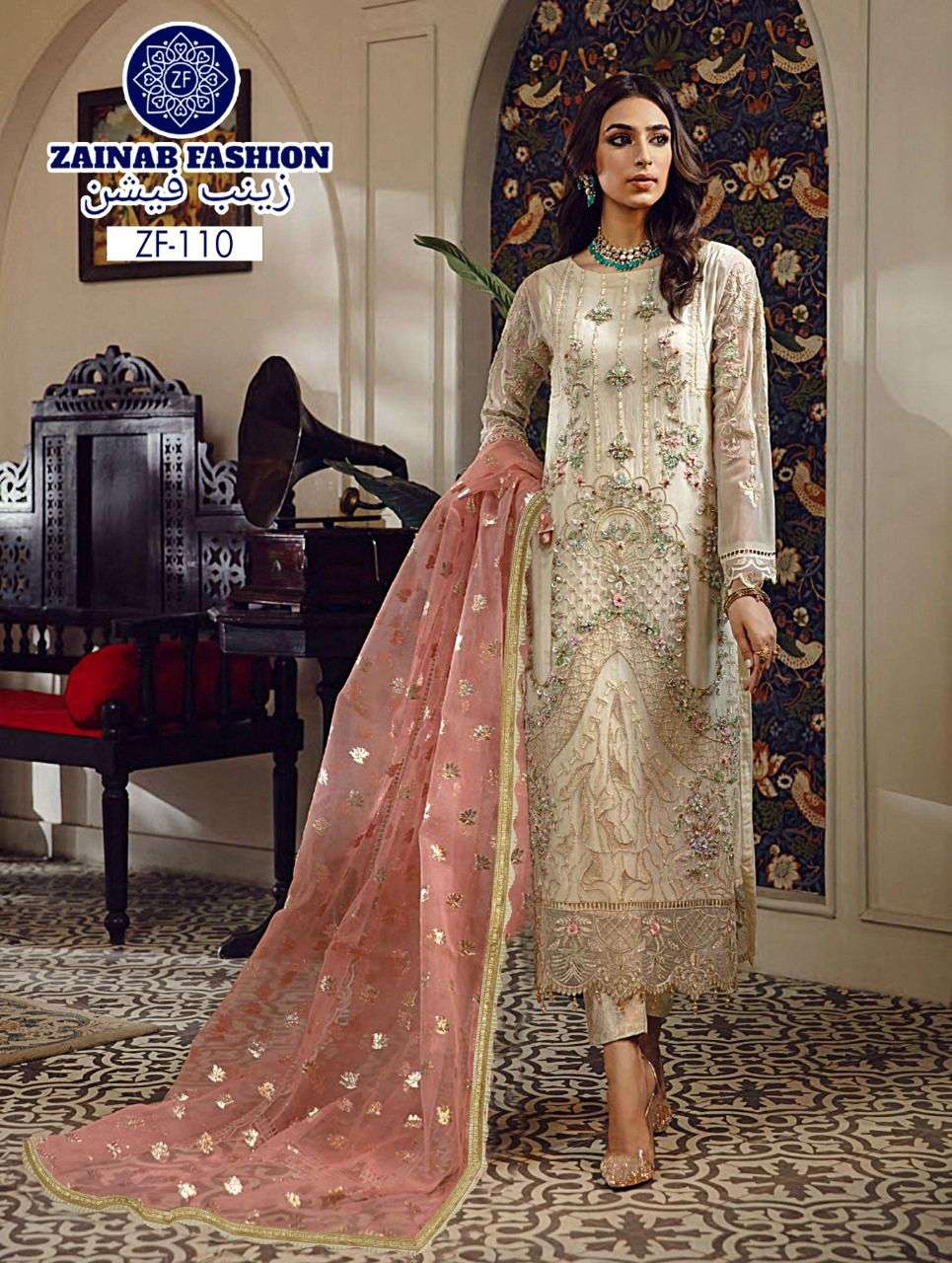 ZF-110 HIT DESIGN BY ZAINAB FASHION FANCY GEORGETTE EMBROIDERY DRESSES