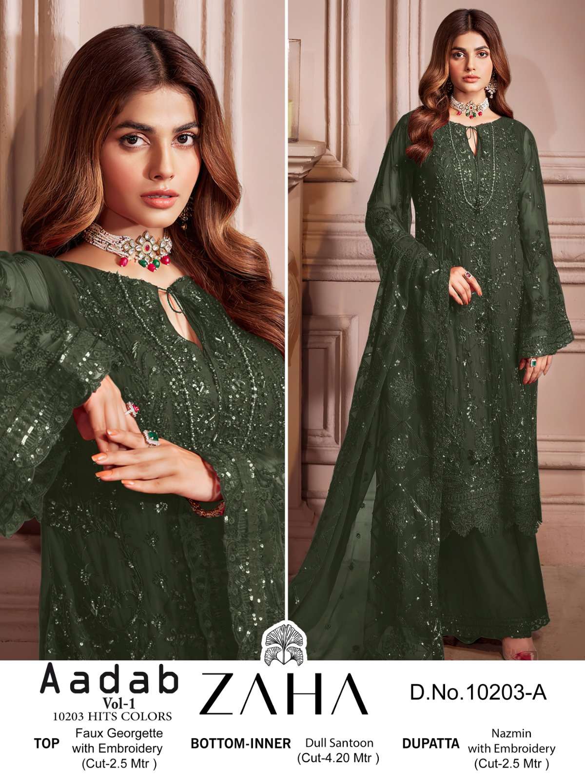 AADAB 10203 NX BY ZAHA DESIGNER FAUX GEORGETTE PAKISTANI DRESSES