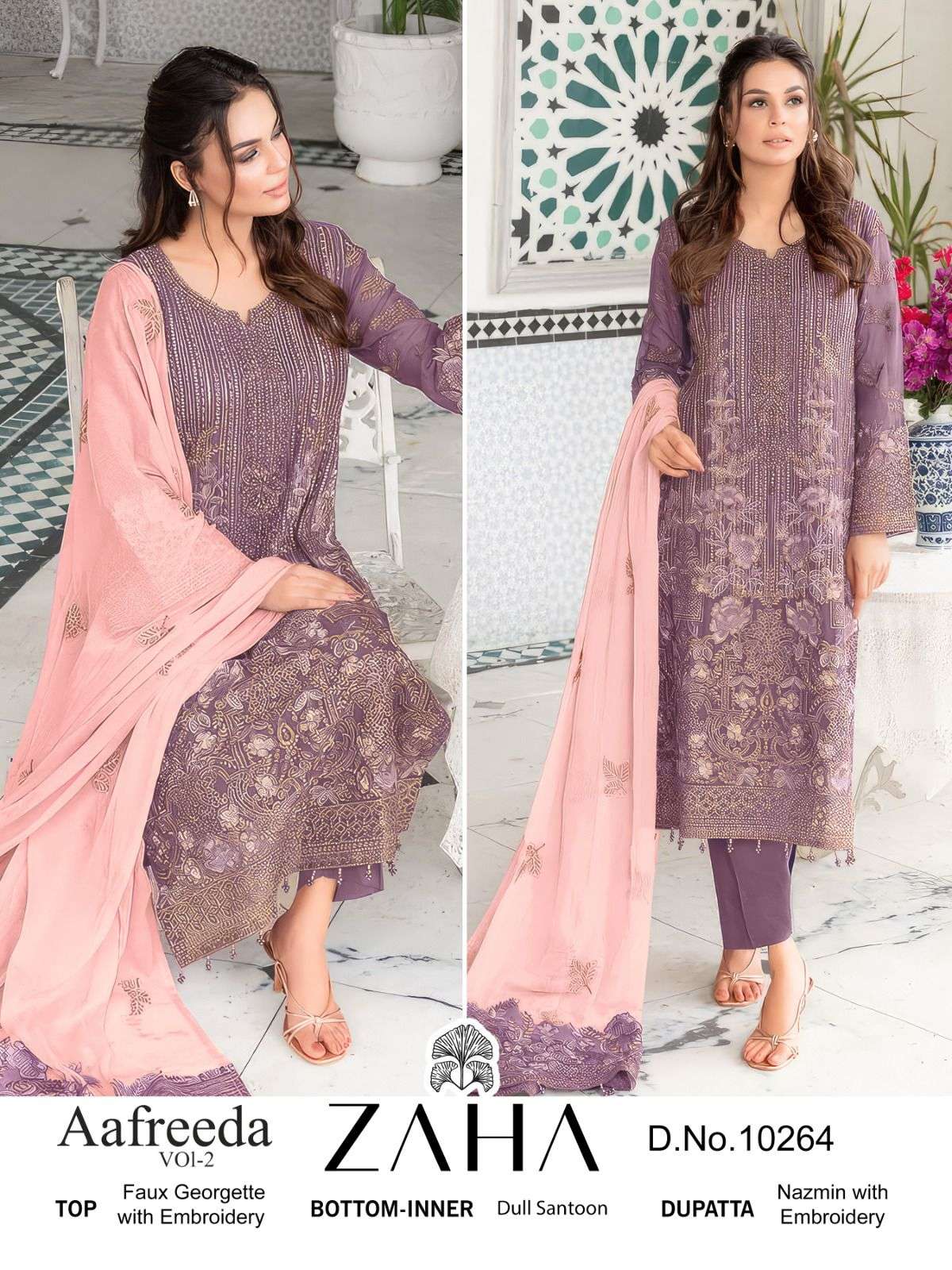 AAFREEDA VOL-02 BY ZAHA DESIGNER FAUX GEORGETTE WORK PAKISTANI DRESSES