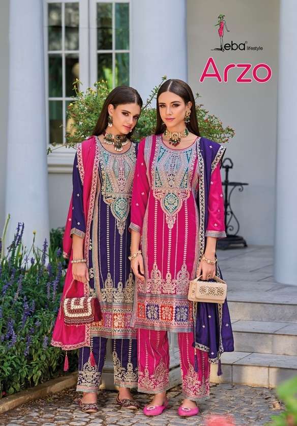 ARZO BY EBA LIFESTYLE 1681 TO 1682 SERIES PREMIUM SILK  EMBROIDERED DRESSES