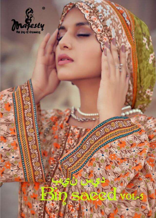 BIN SAEED VOL-5 BY MAJESTY 1001 TO 1006 SERIES COTTON PAKISTANI DRESSES