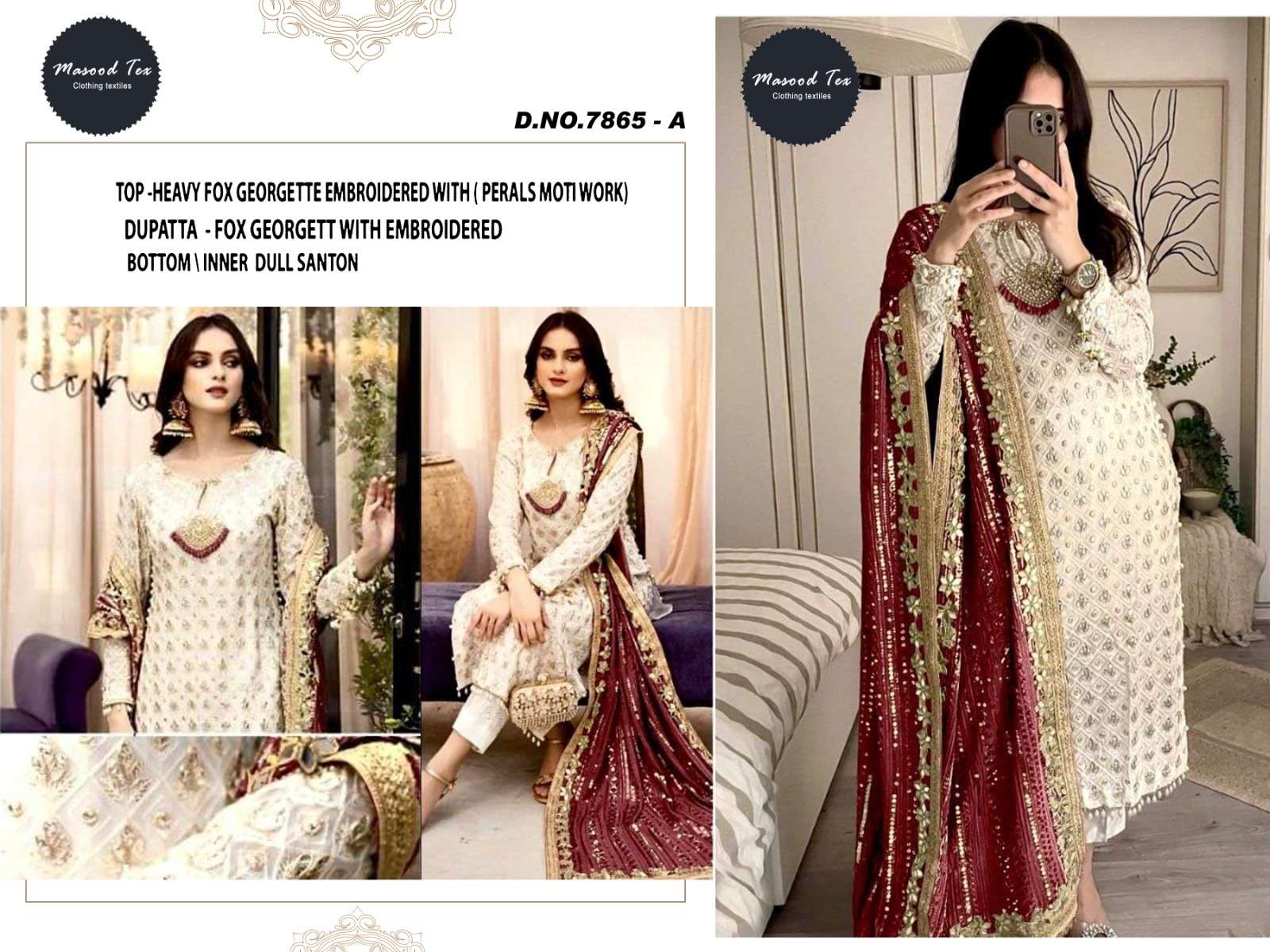 MT-7865 COLOURS BY MASOOD TEX DESIGNER GEORGETTE WORK PAKISTANI DRESSES