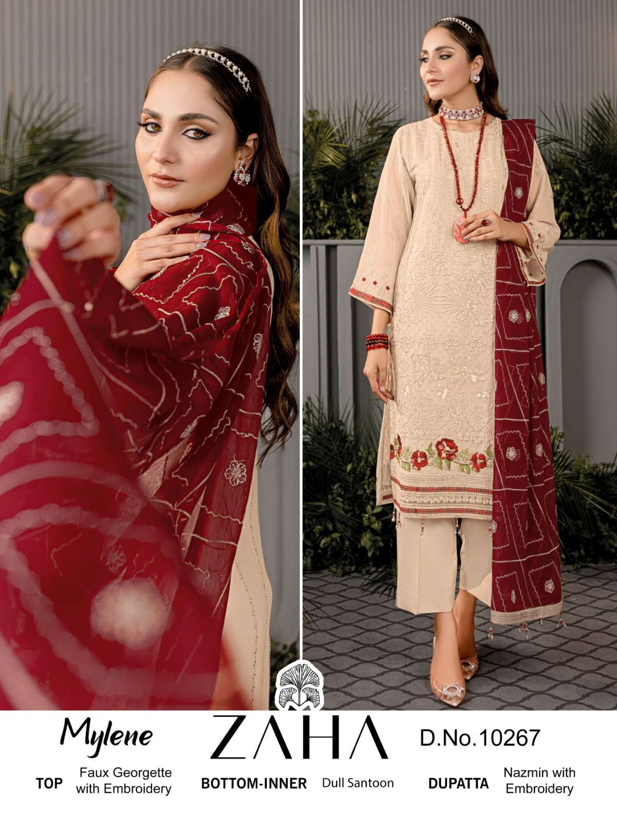 MYLENE VOL-1 BY ZAHA DESIGNER FAUX GEORGETTE HEAVY EMBROIDERED PAKISTANI DRESSES